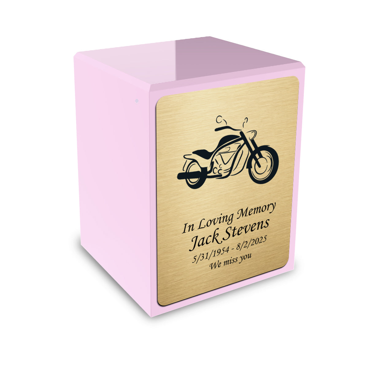 Custom Engraved Heritage Light Pink Small Cremation Urn Memorial Box for Ashes