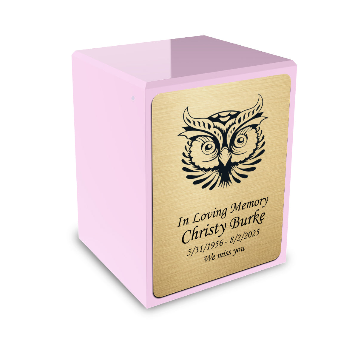 Custom Engraved Heritage Light Pink Small Cremation Urn Memorial Box for Ashes