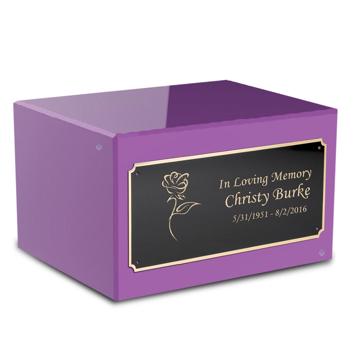 Custom Engraved Heritage Purple Adult Cremation Urn Memorial Box for Ashes