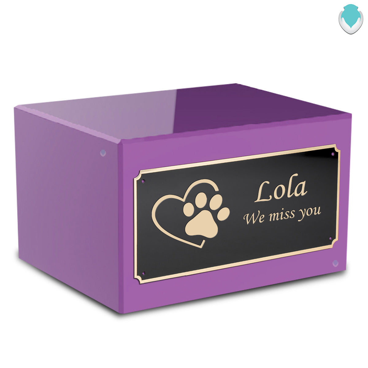 Heritage Purple Single Paw Heart Large Pet Cremation Box Urn