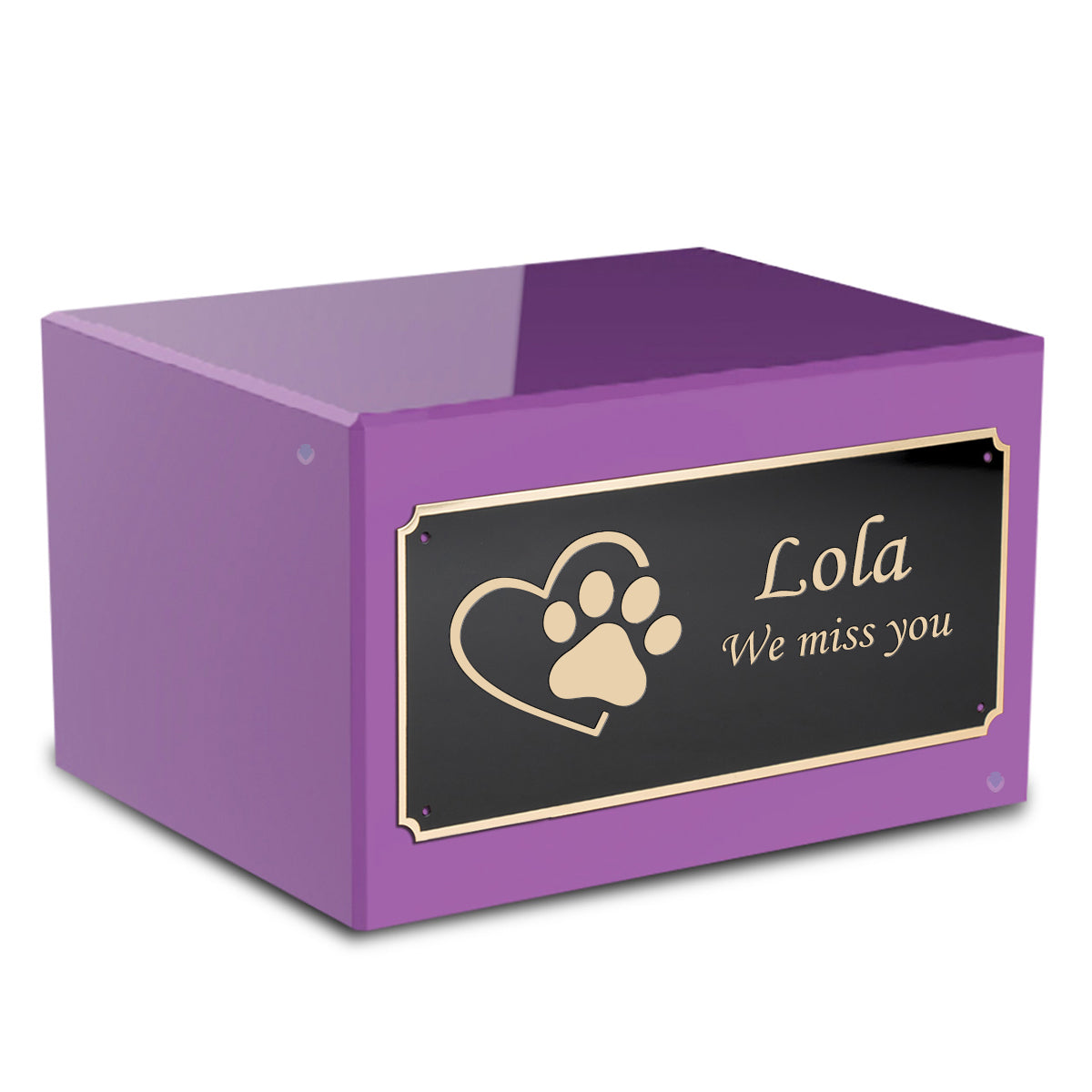 Heritage Purple Single Paw Heart Large Pet Cremation Box Urn