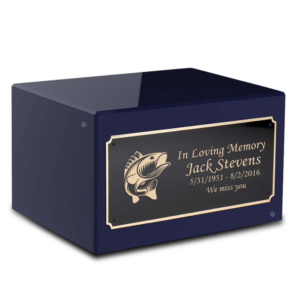 Custom Engraved Heritage Navy Adult Cremation Urn Memorial Box for Ashes