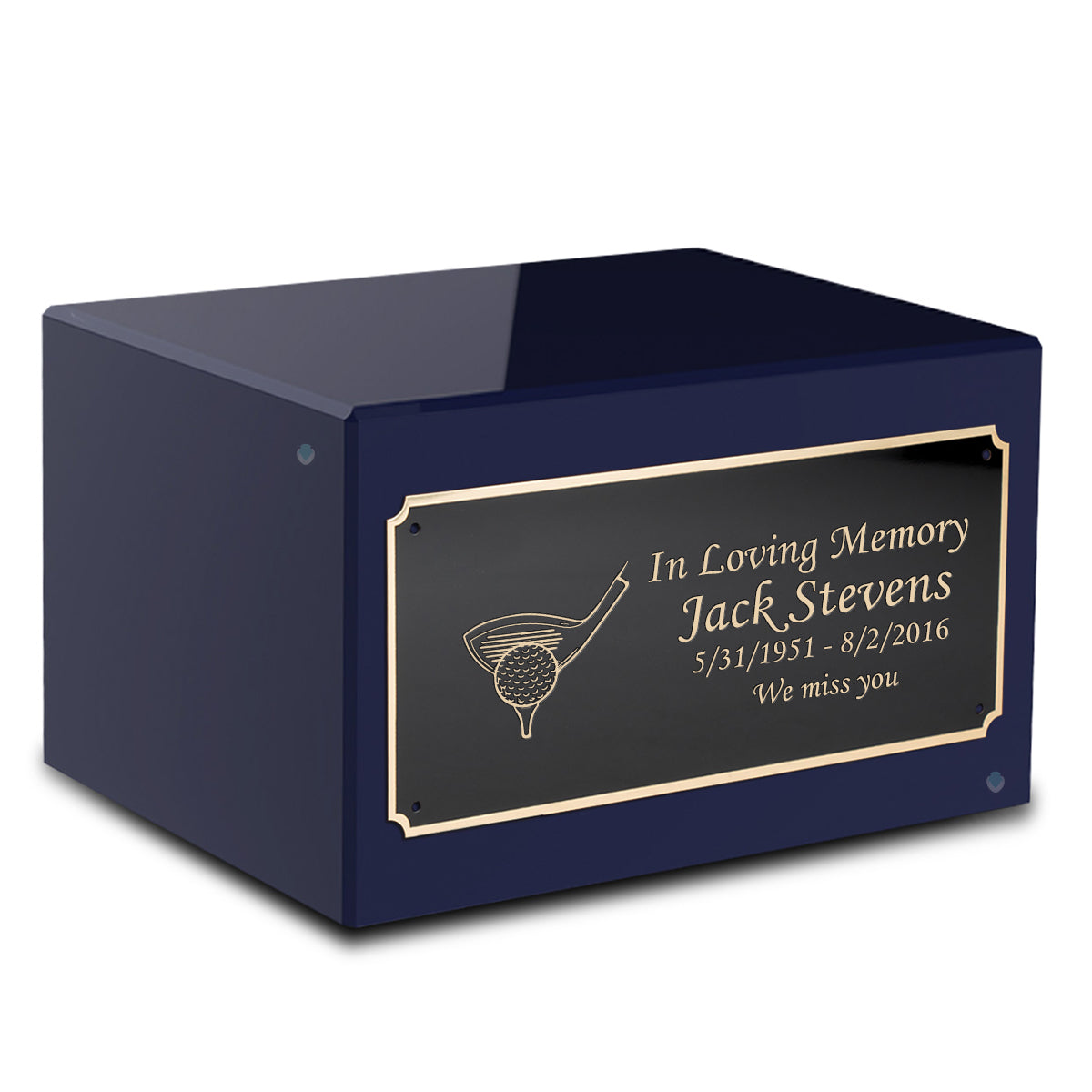 Custom Engraved Heritage Navy Adult Cremation Urn Memorial Box for Ashes