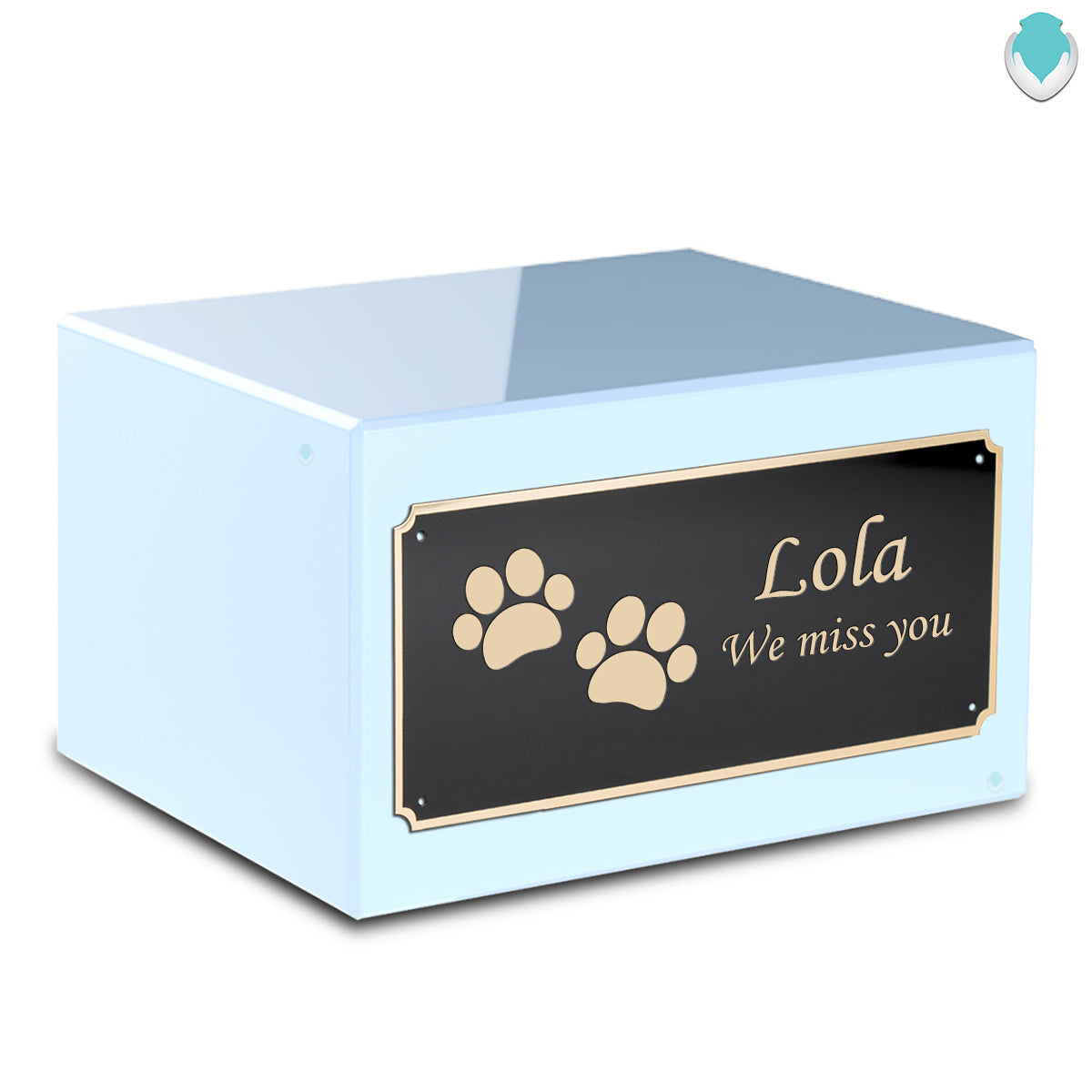 Heritage Light Blue Walking Paws Large Pet Cremation Box Urn