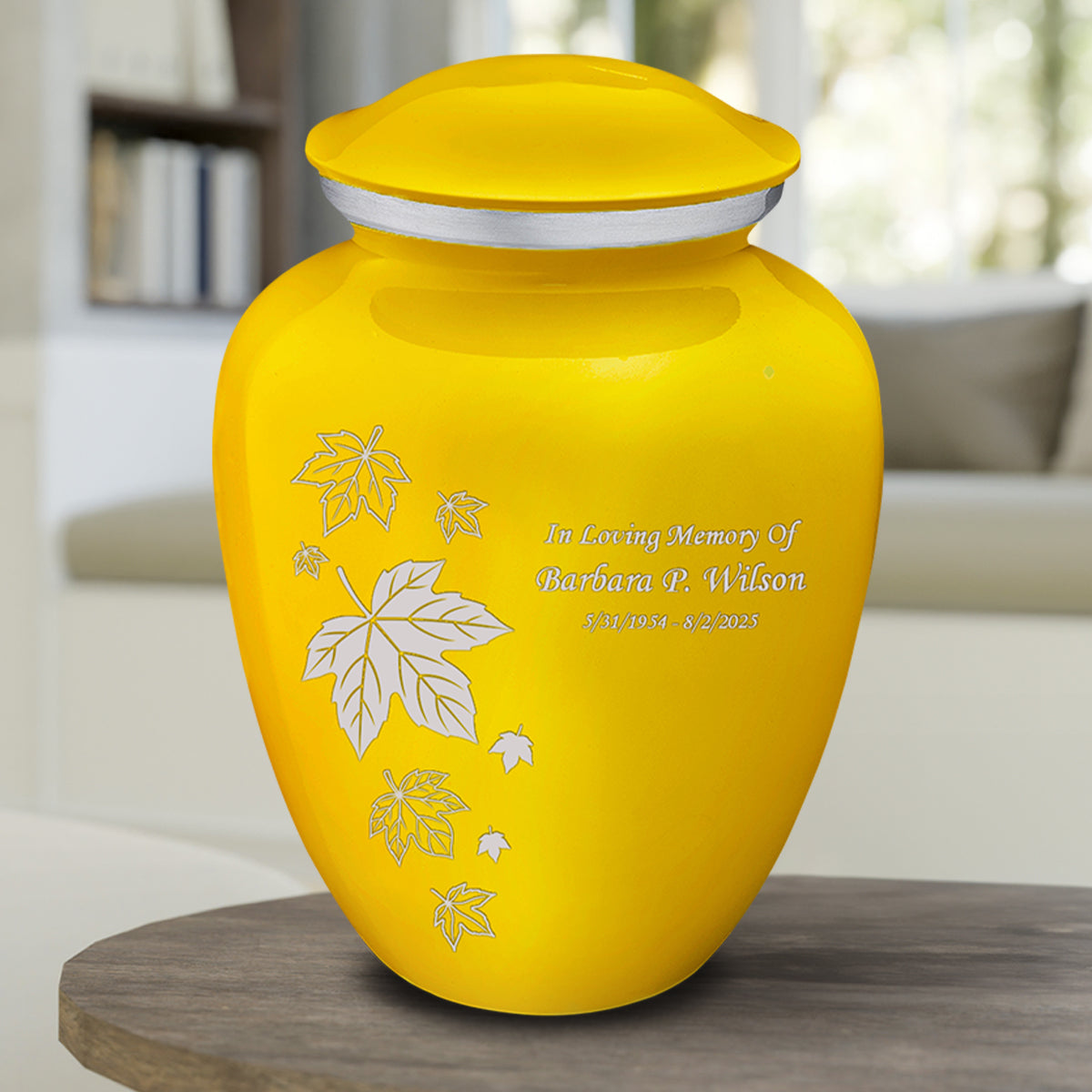 Adult Embrace Yellow Falling leaves Cremation Urn