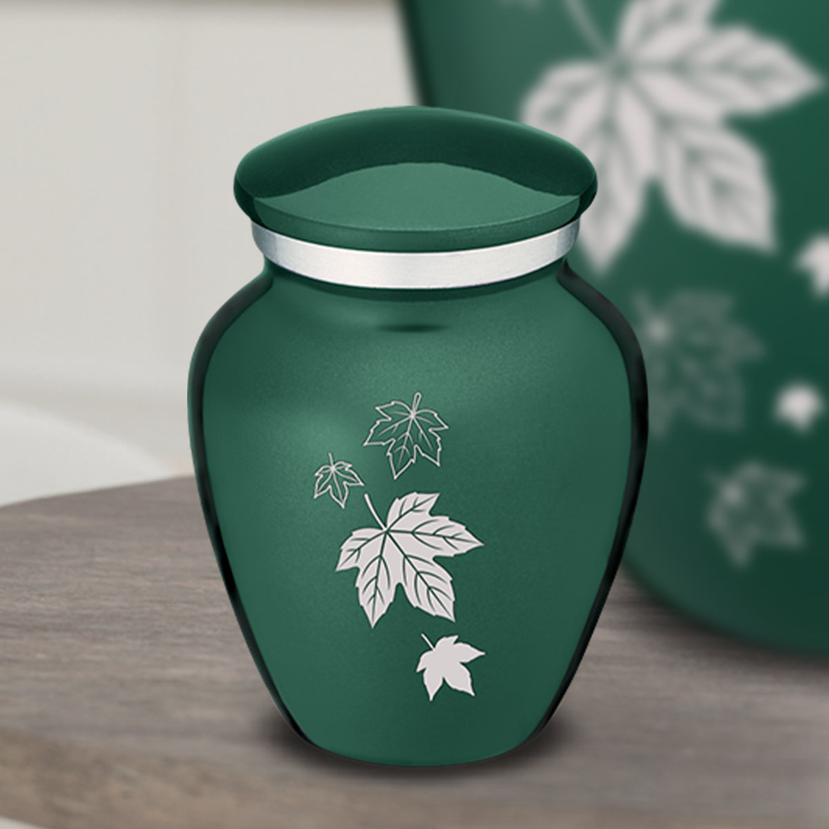 Keepsake Embrace Green Falling Leaves Cremation Urn