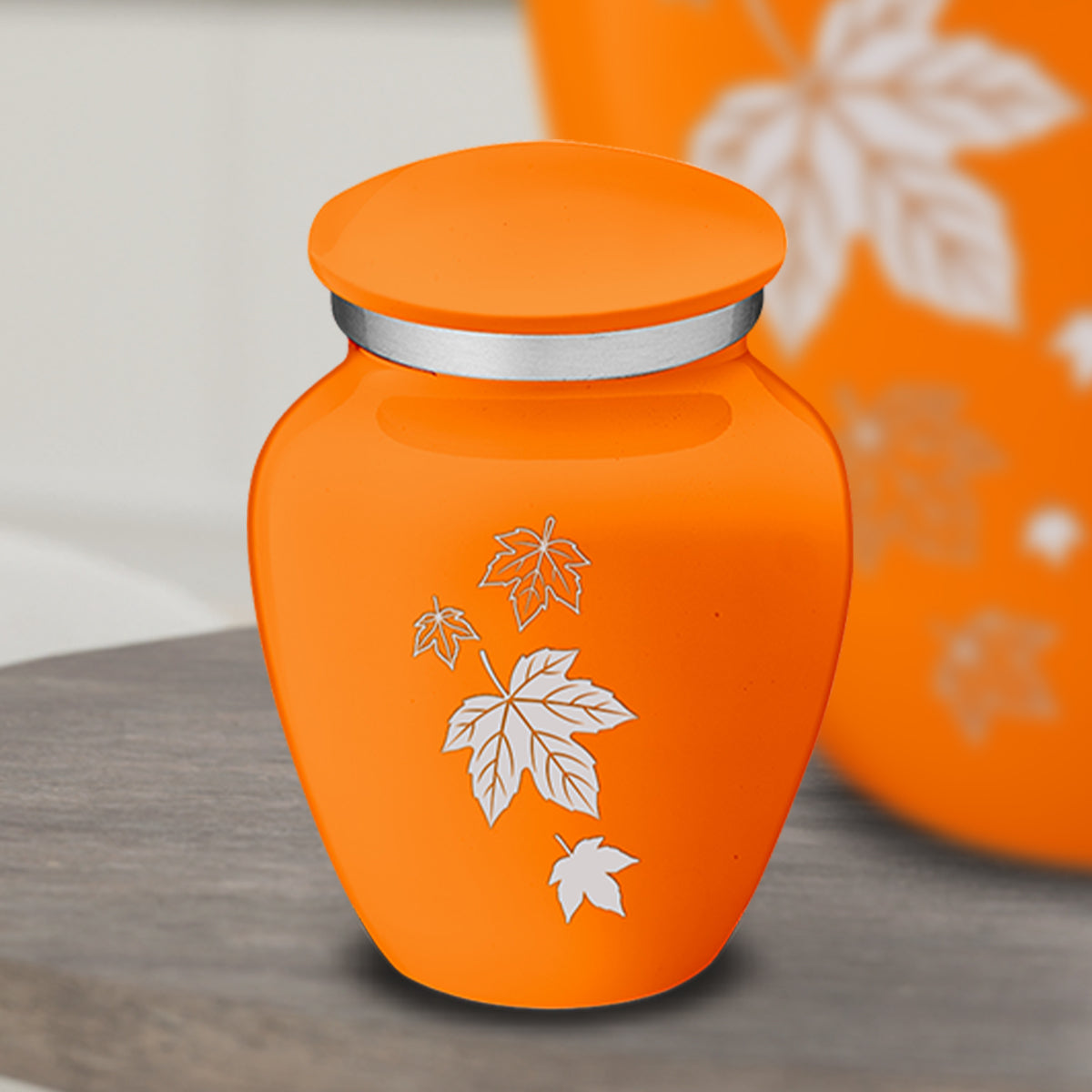Keepsake Embrace Burnt Orange Falling Leaves Cremation Urn