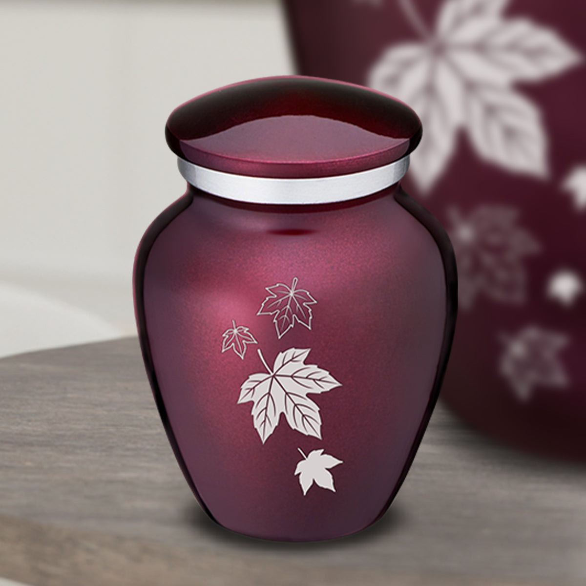 Keepsake Embrace Cherry Purple Falling Leaves Cremation Urn