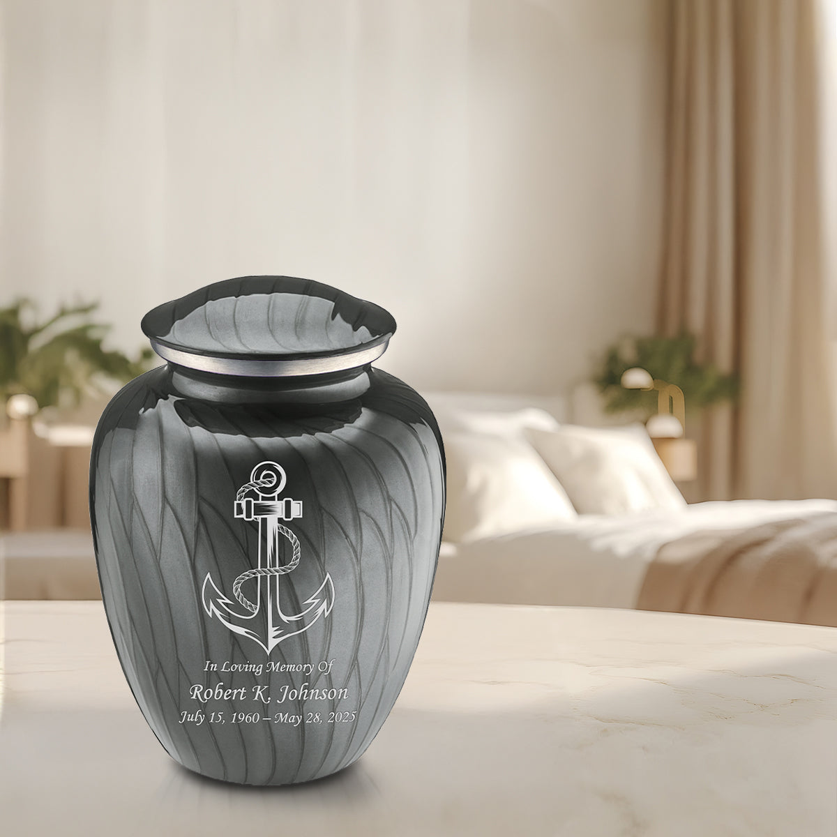 Adult Embrace Pearl Silver Anchor Cremation Urn