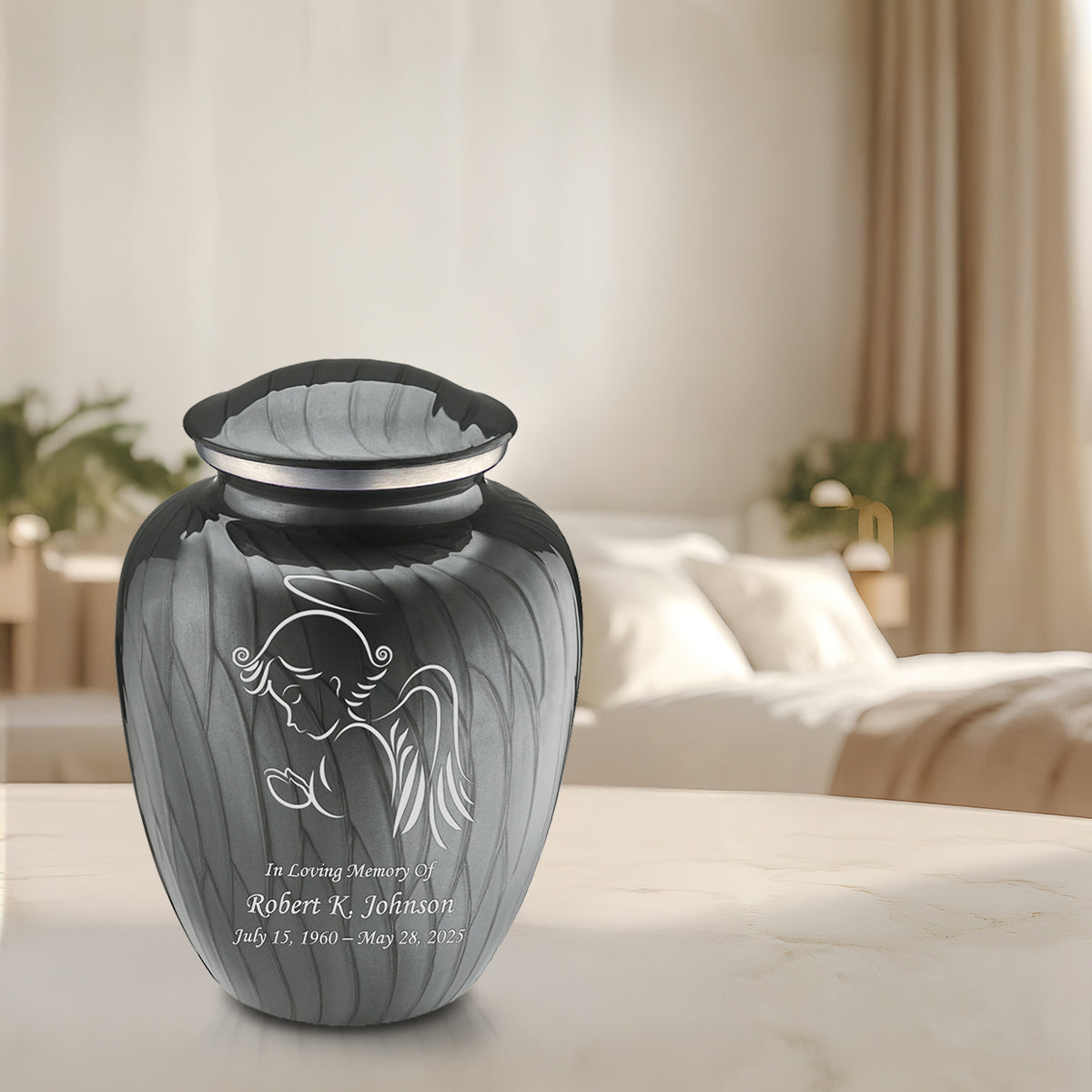 Adult Embrace Pearl Silver Angel Cremation Urn