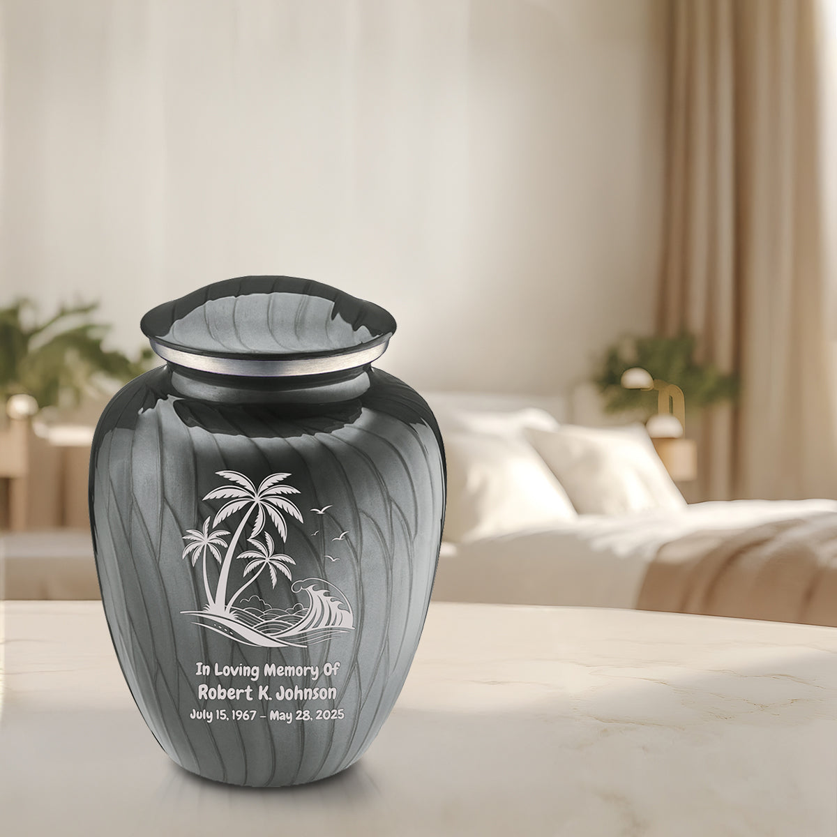 Adult Embrace Pearl Silver Palm Beach Cremation Urn