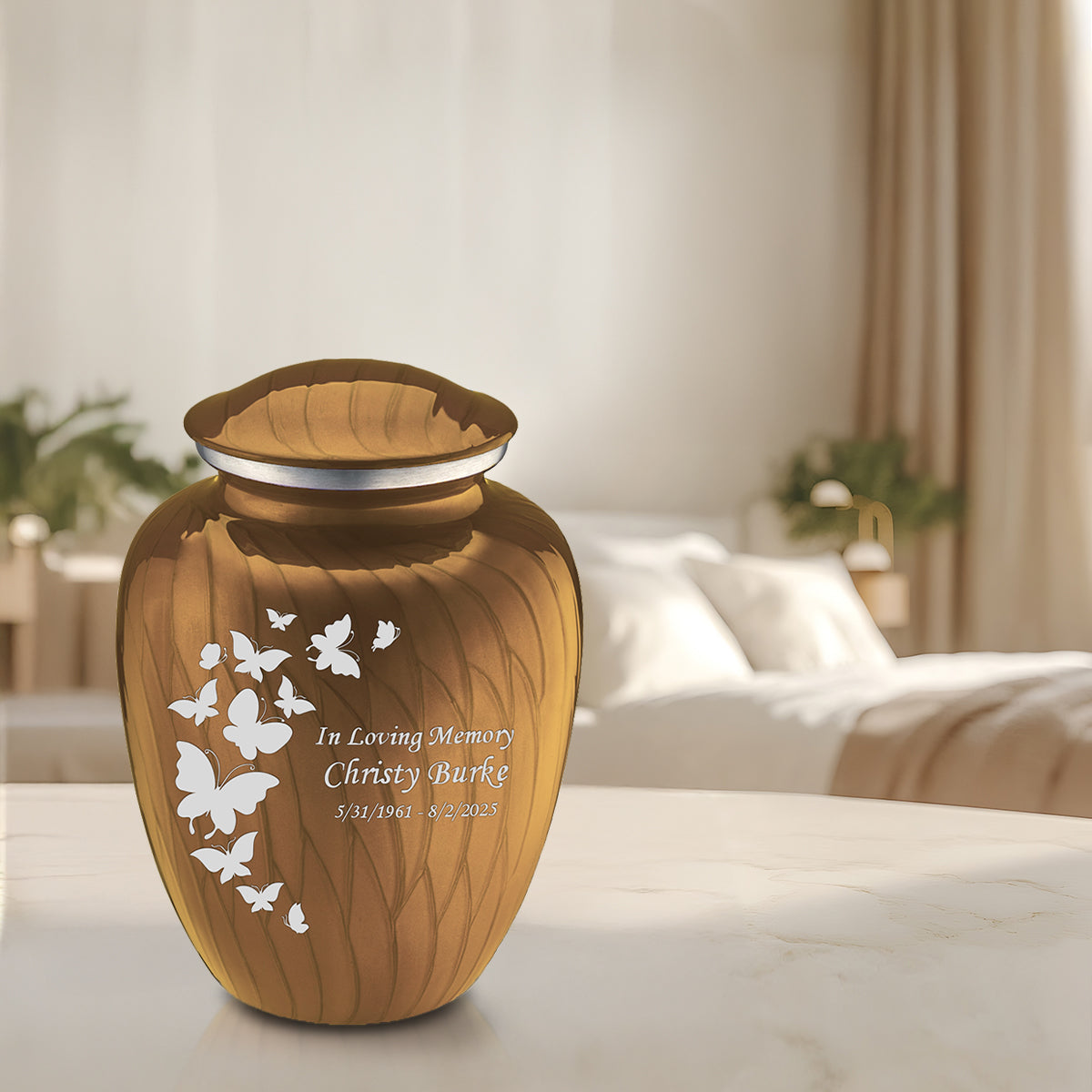 Adult Embrace Pearl Gold Butterfly Cremation Urn