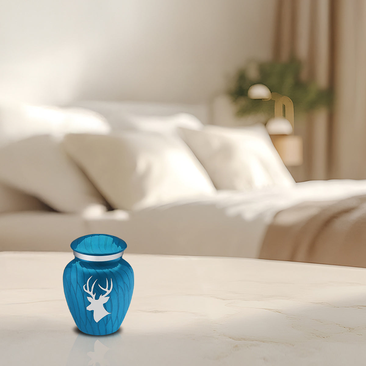 Keepsake Embrace Pearl Racing Blue Deer Cremation Urn