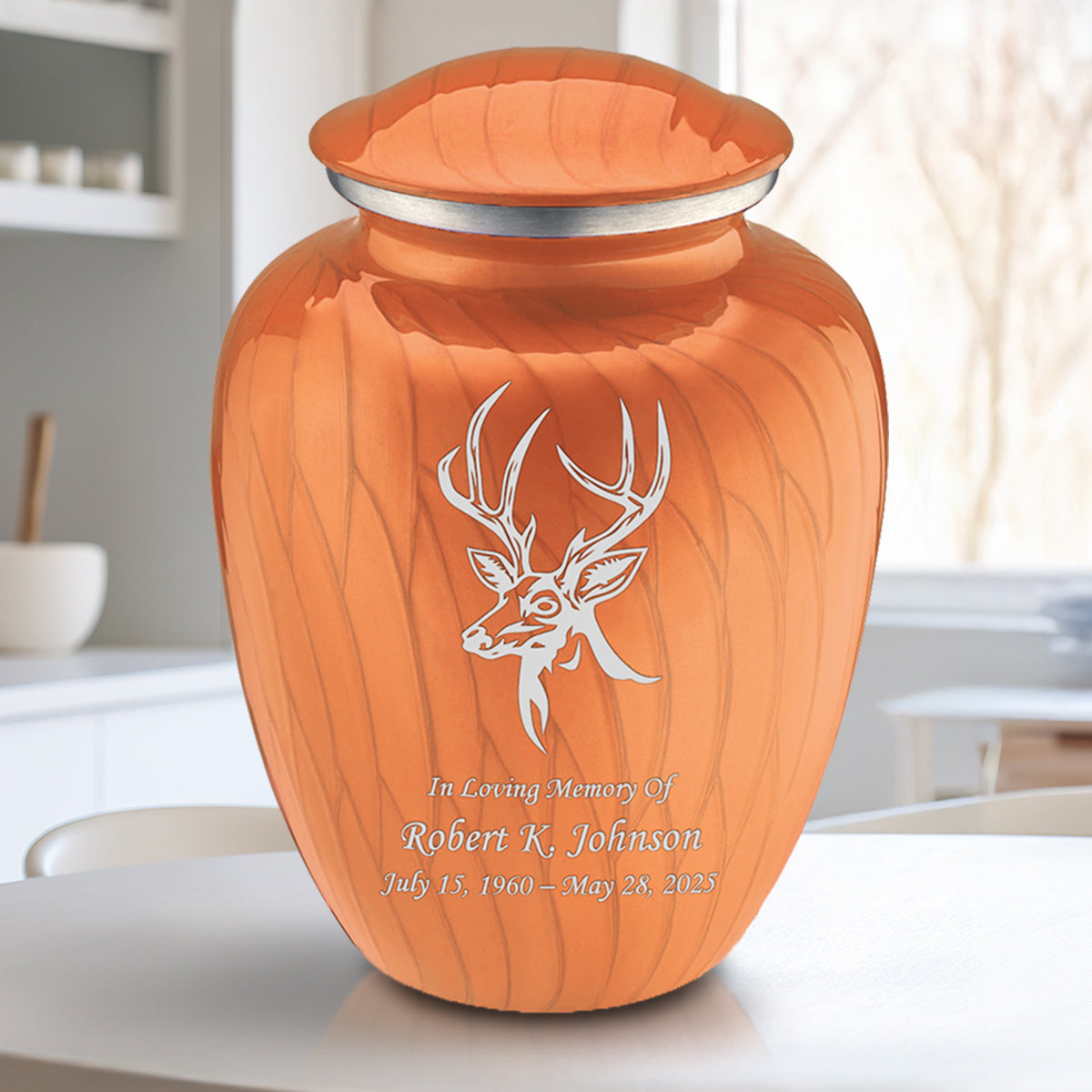 Adult Embrace Pearl Orange Deer Cremation Urn