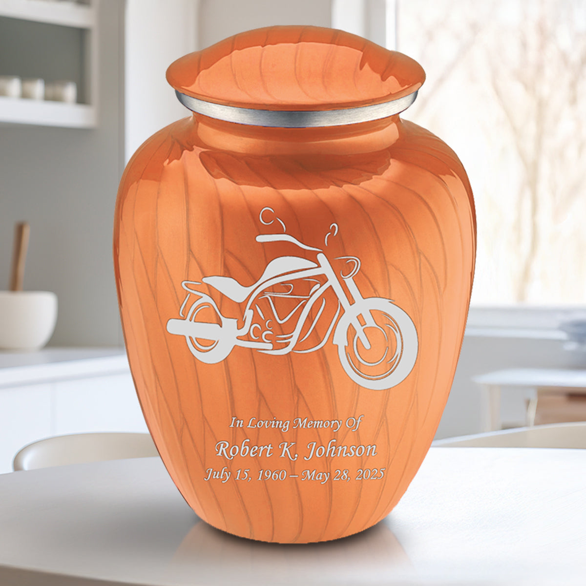 Adult Embrace Pearl Orange Motorcycle Cremation Urn