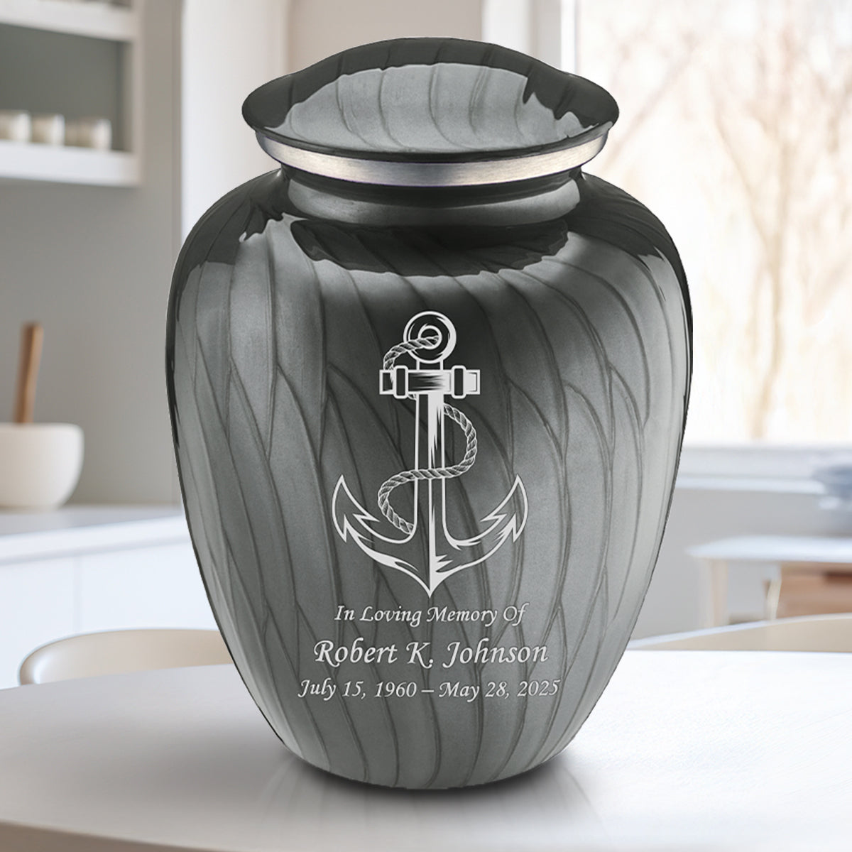 Adult Embrace Pearl Silver Anchor Cremation Urn
