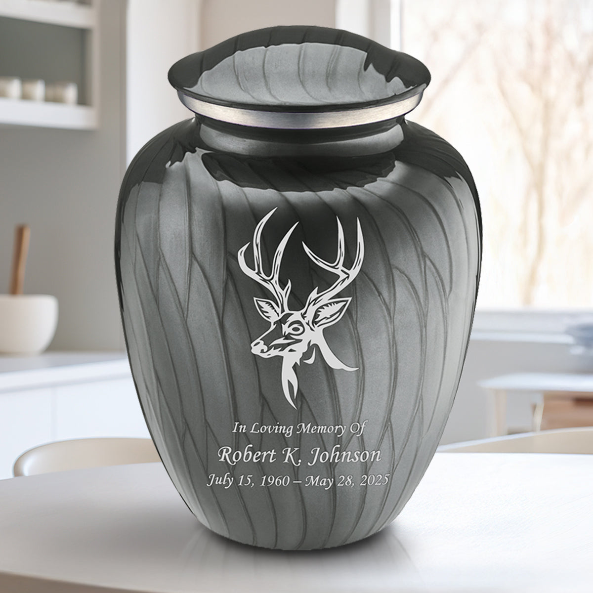 Adult Embrace Pearl Silver Deer Cremation Urn