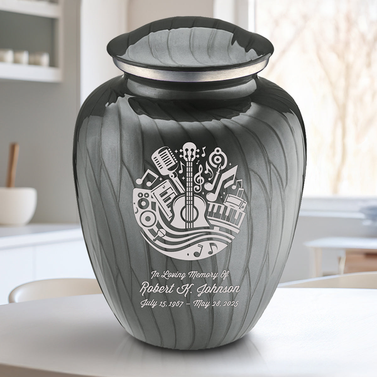 Medium Embrace Pearl Silver Music Cremation Urn