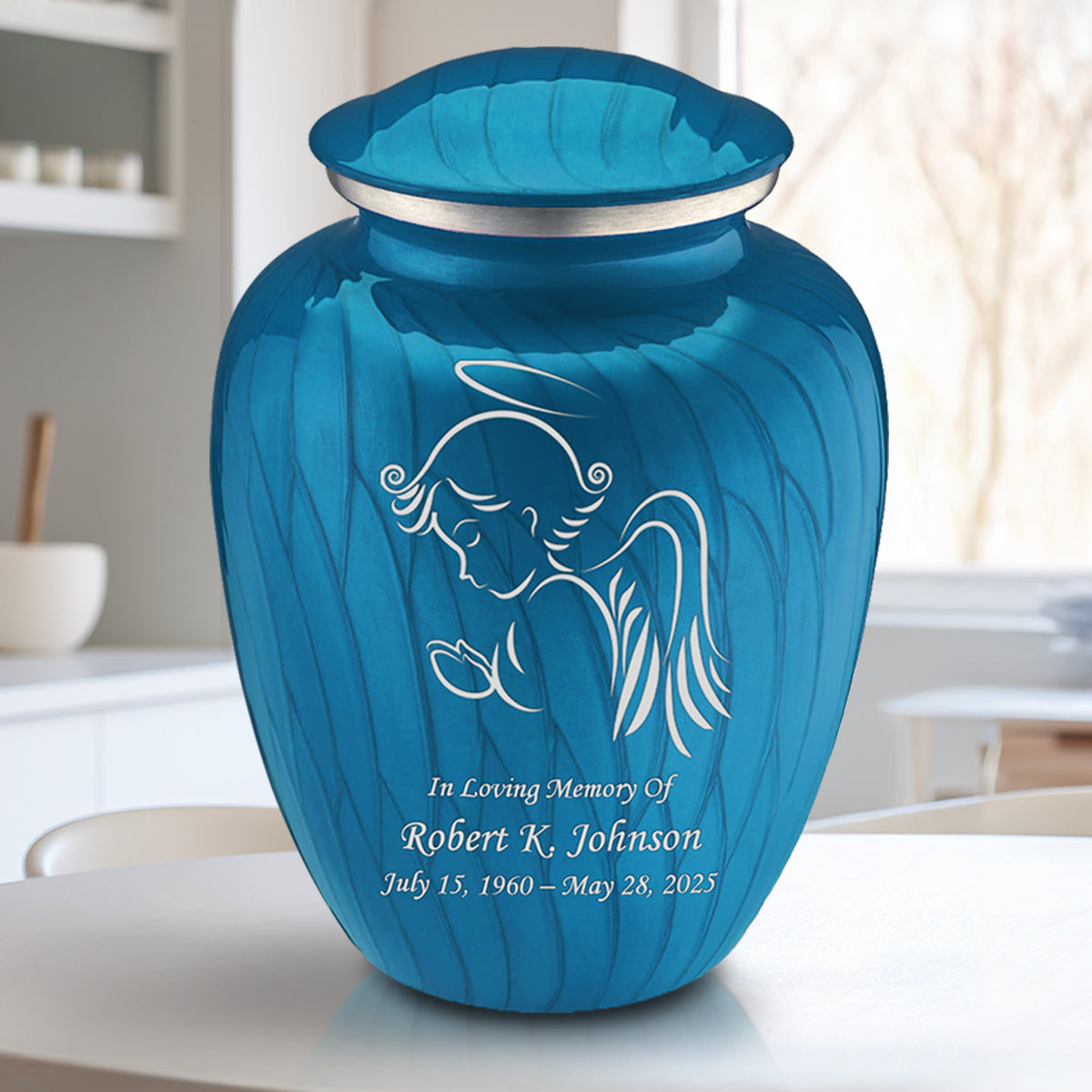 Adult Embrace Pearl Racing Blue Angel Cremation Urn