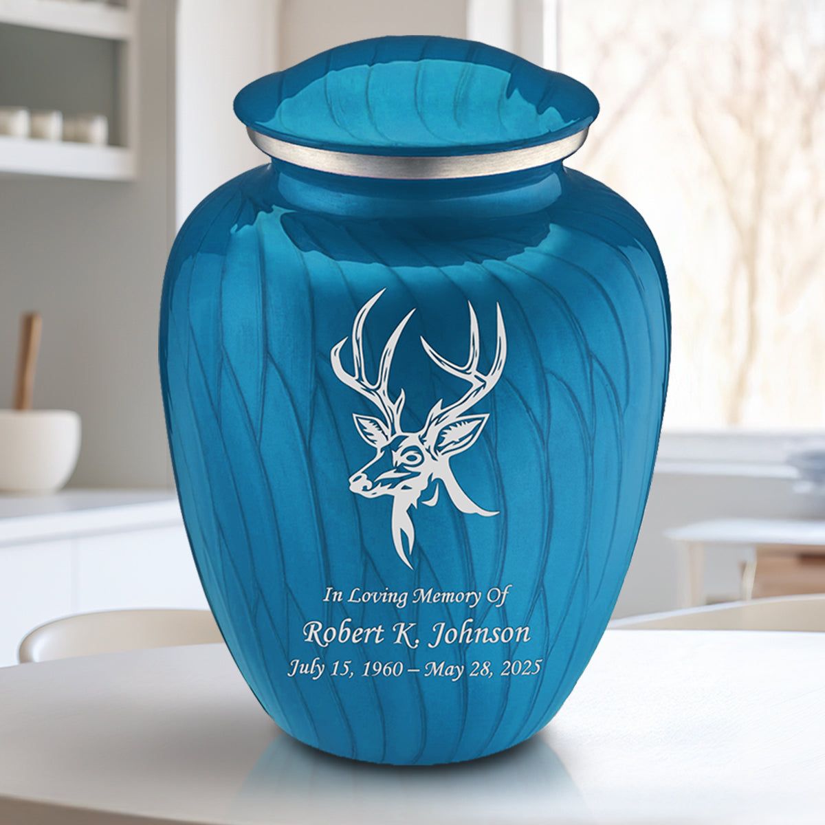 Adult Embrace Pearl Racing Blue Deer Cremation Urn