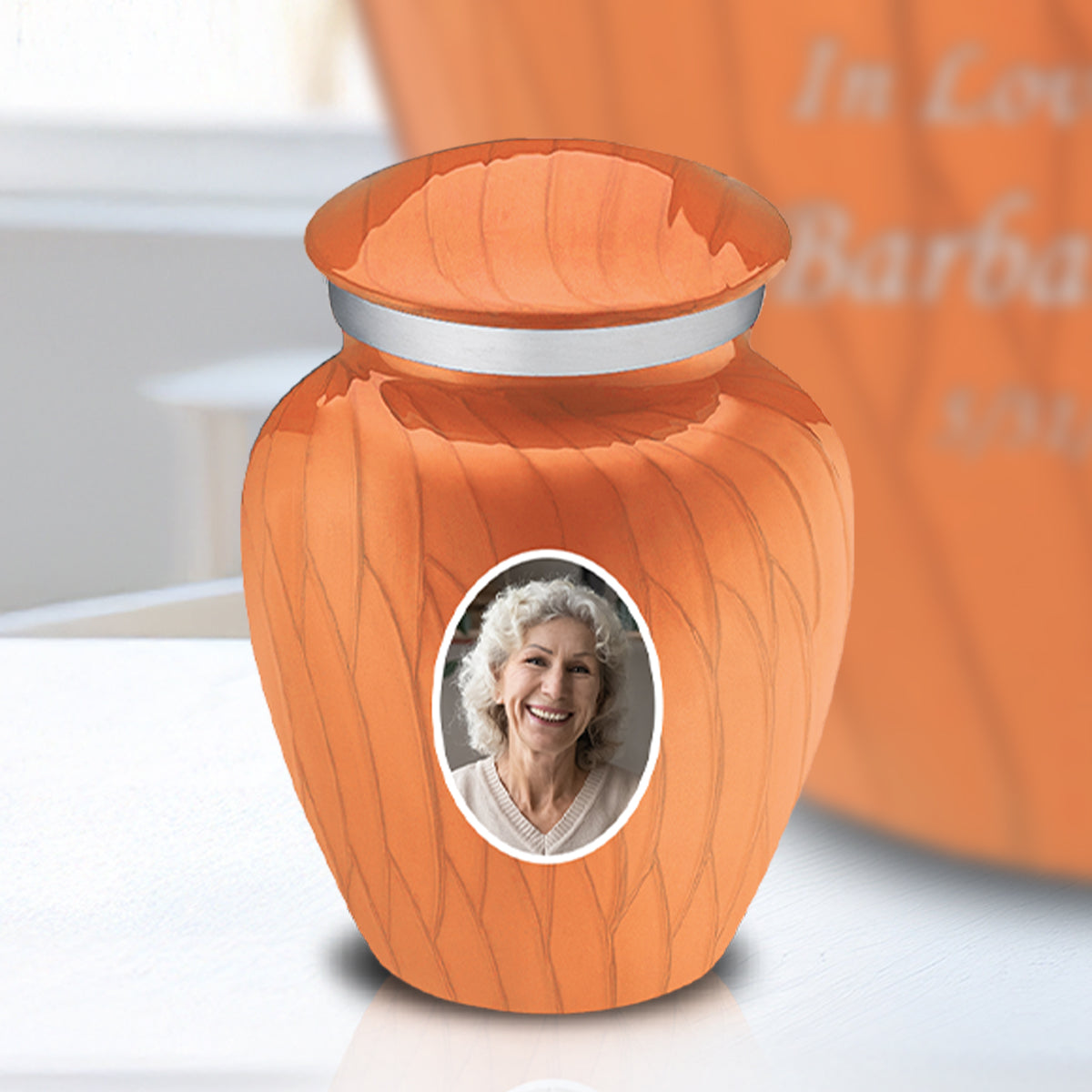 Keepsake Embrace Pearl Orange Portrait Cremation Urn