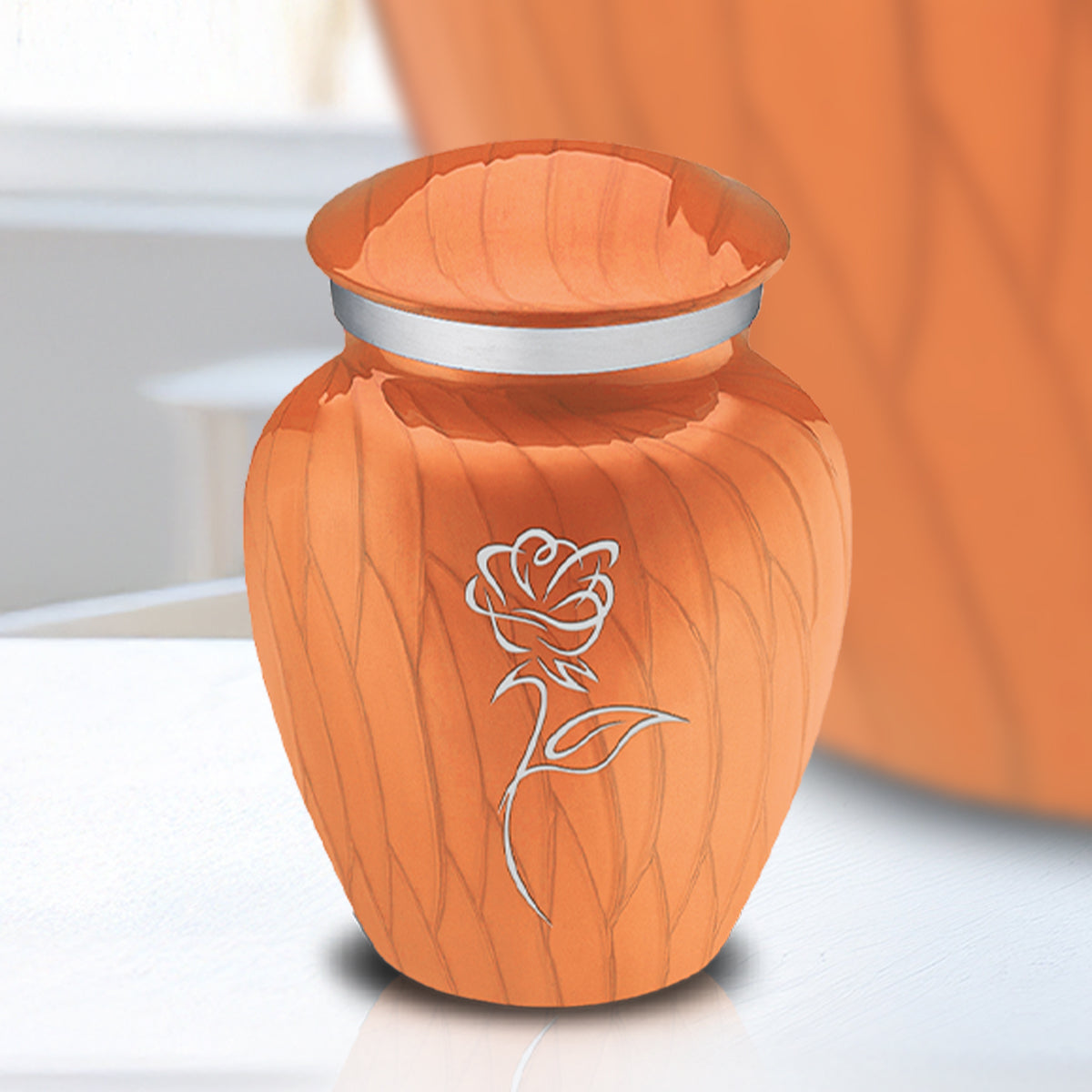 Keepsake Embrace Pearl Orange Rose Cremation Urn