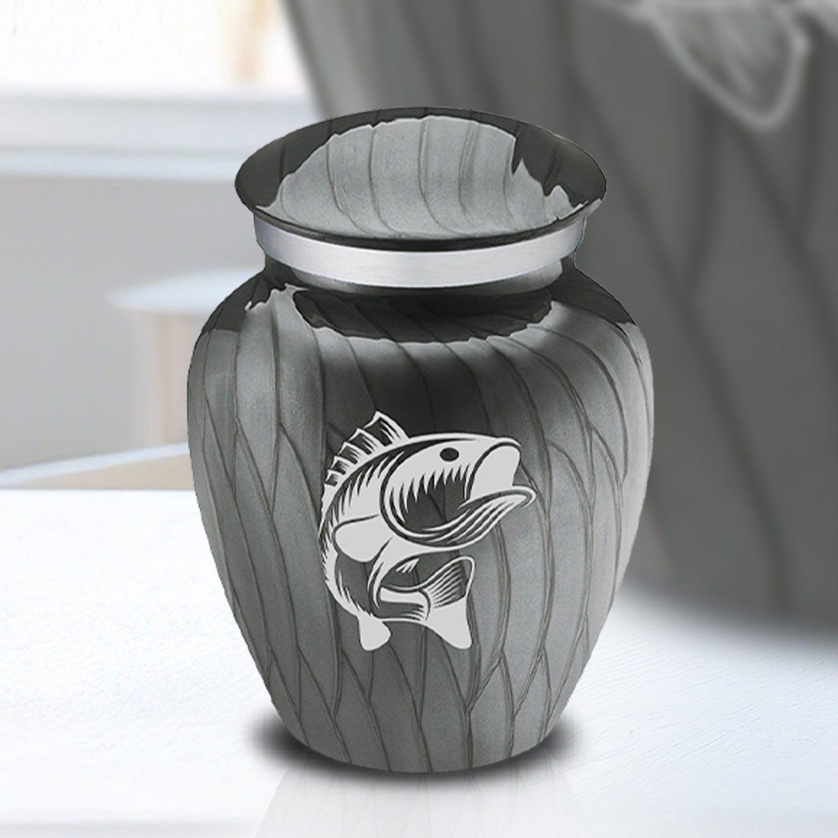 Keepsake Embrace Pearl Silver Fishing Cremation Urn