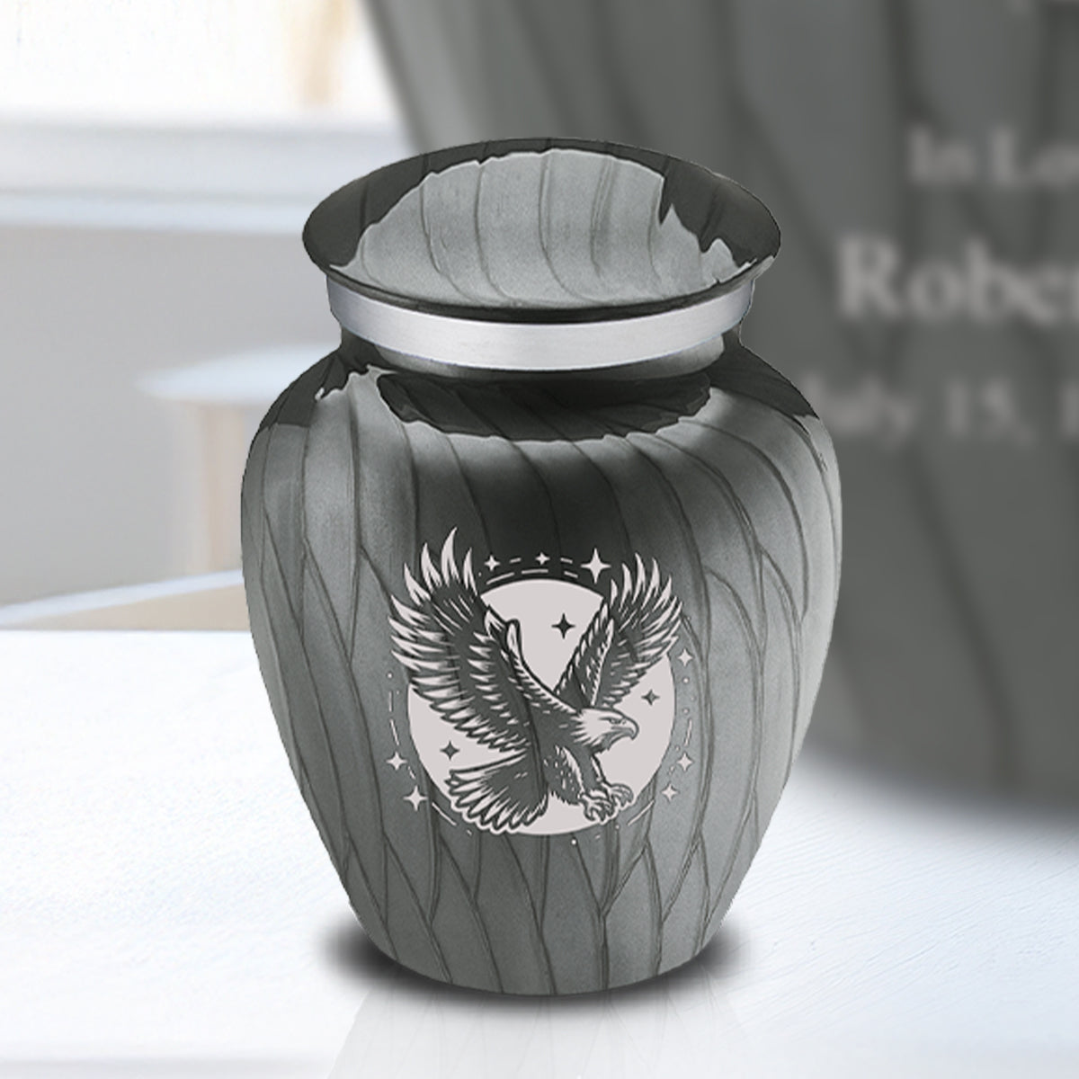 Keepsake Embrace Pearl Silver Flying Eagle Cremation Urn