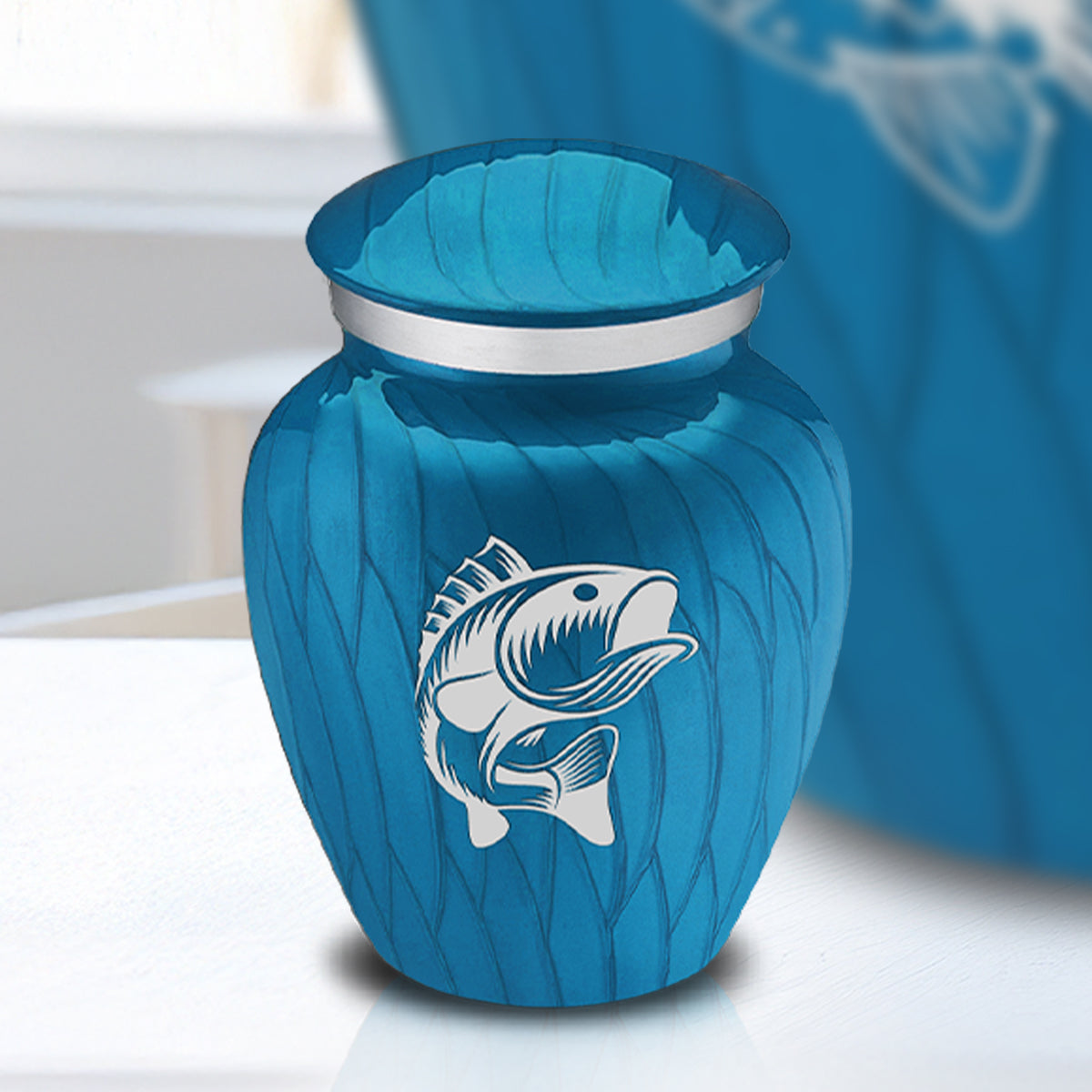 Keepsake Embrace Pearl Racing Blue Fishing Cremation Urn