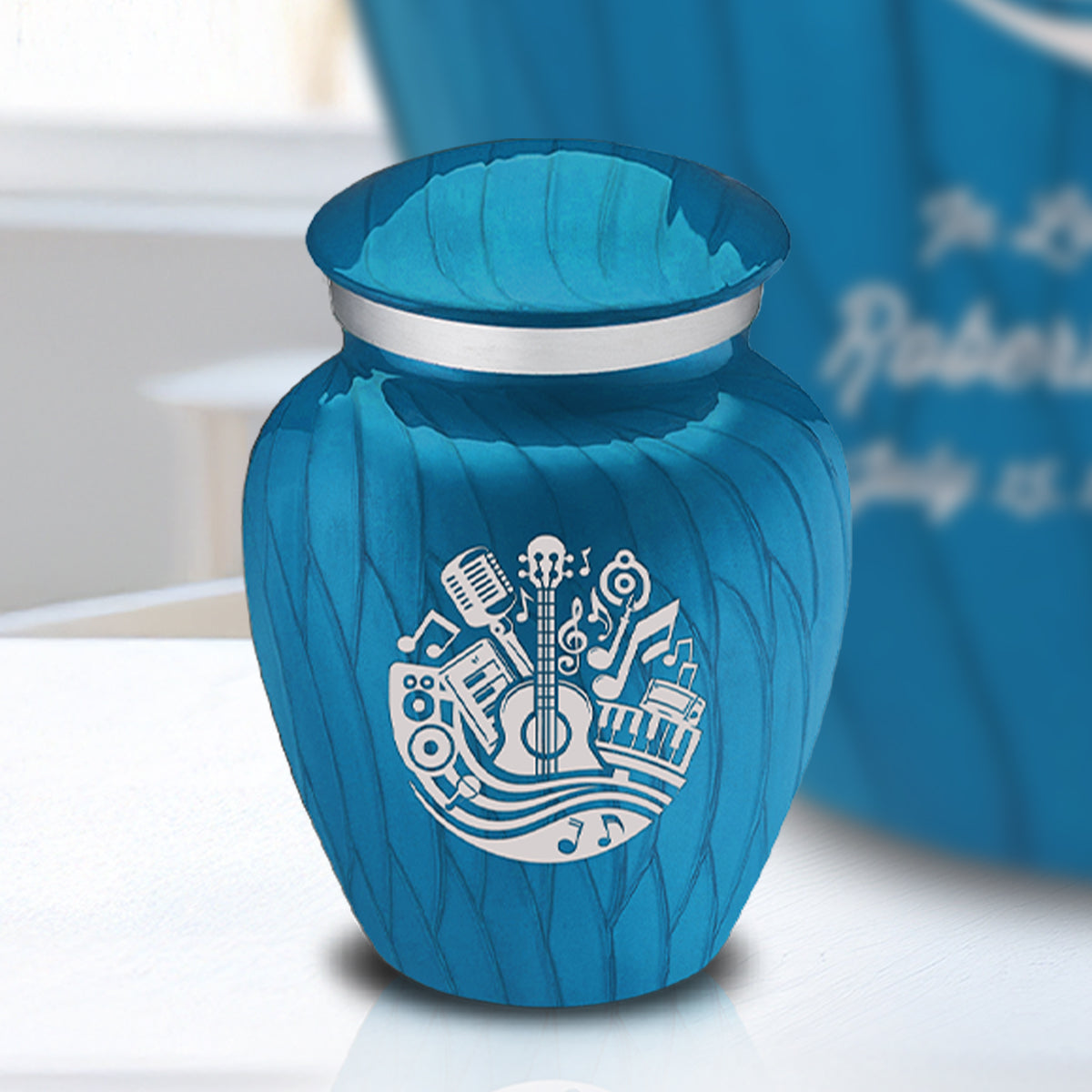 Keepsake Embrace Pearl Racing Blue Music Cremation Urn