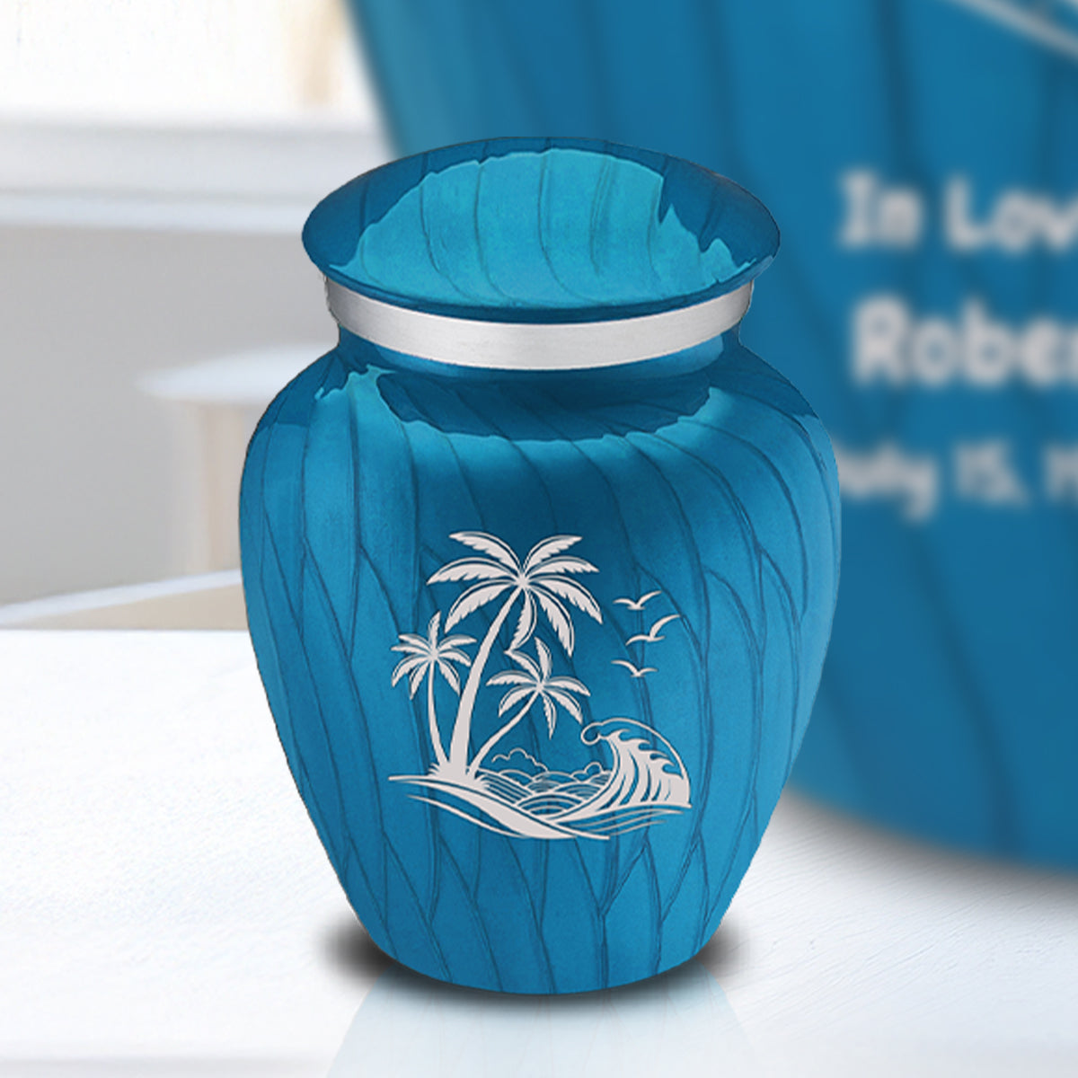 Keepsake Embrace Pearl Racing Blue Palm Beach Cremation Urn