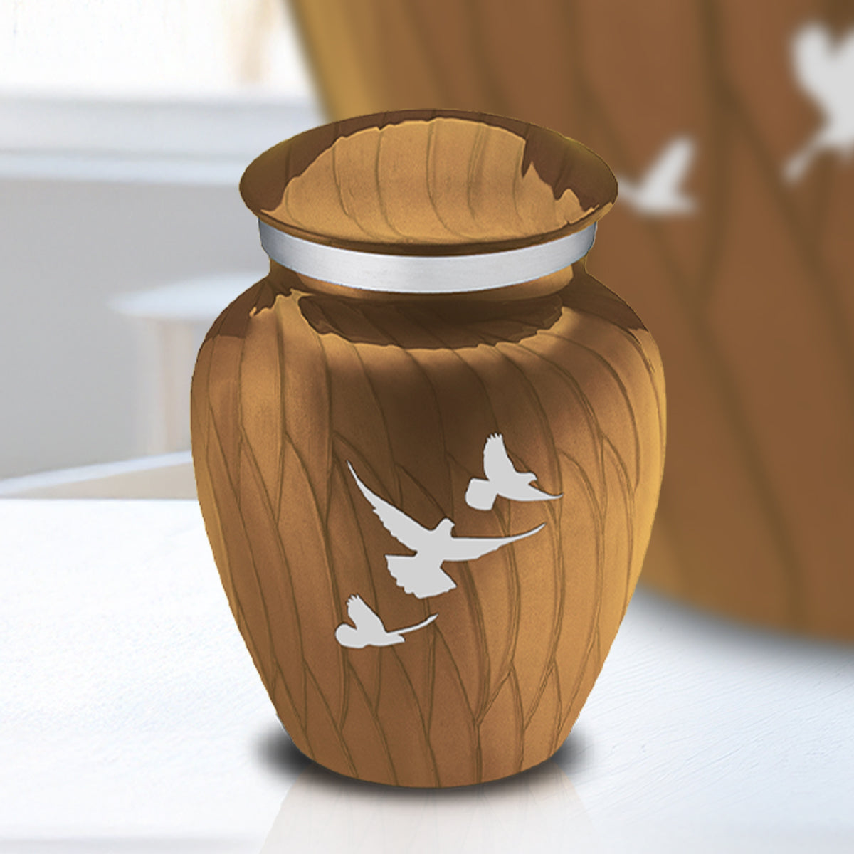 Keepsake Embrace Pearl Gold Doves Cremation Urn