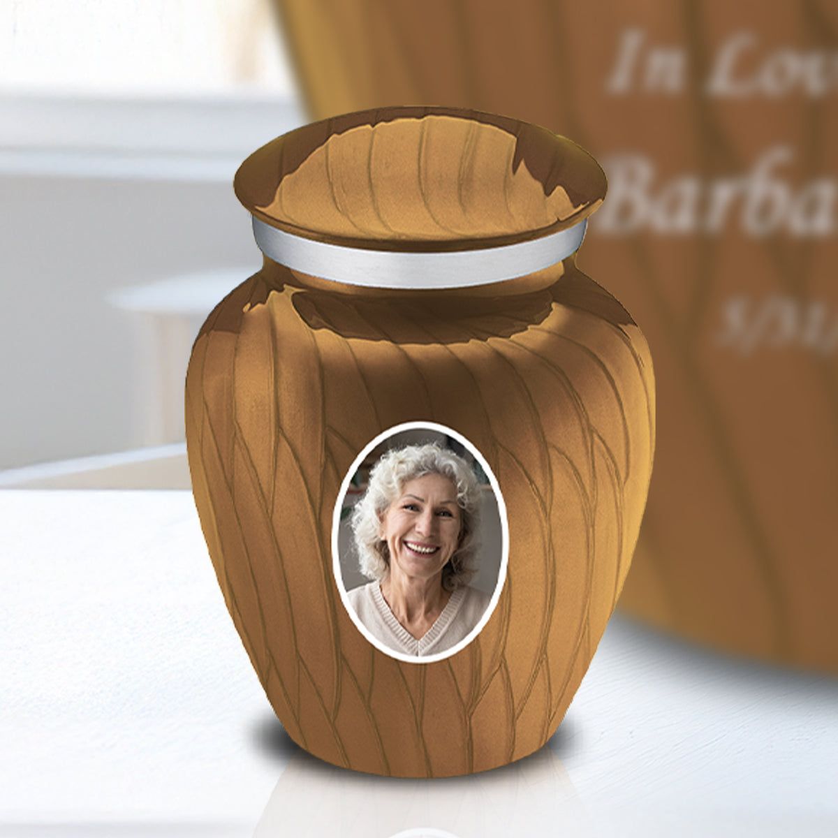 Keepsake Embrace Pearl Gold Portrait Cremation Urn