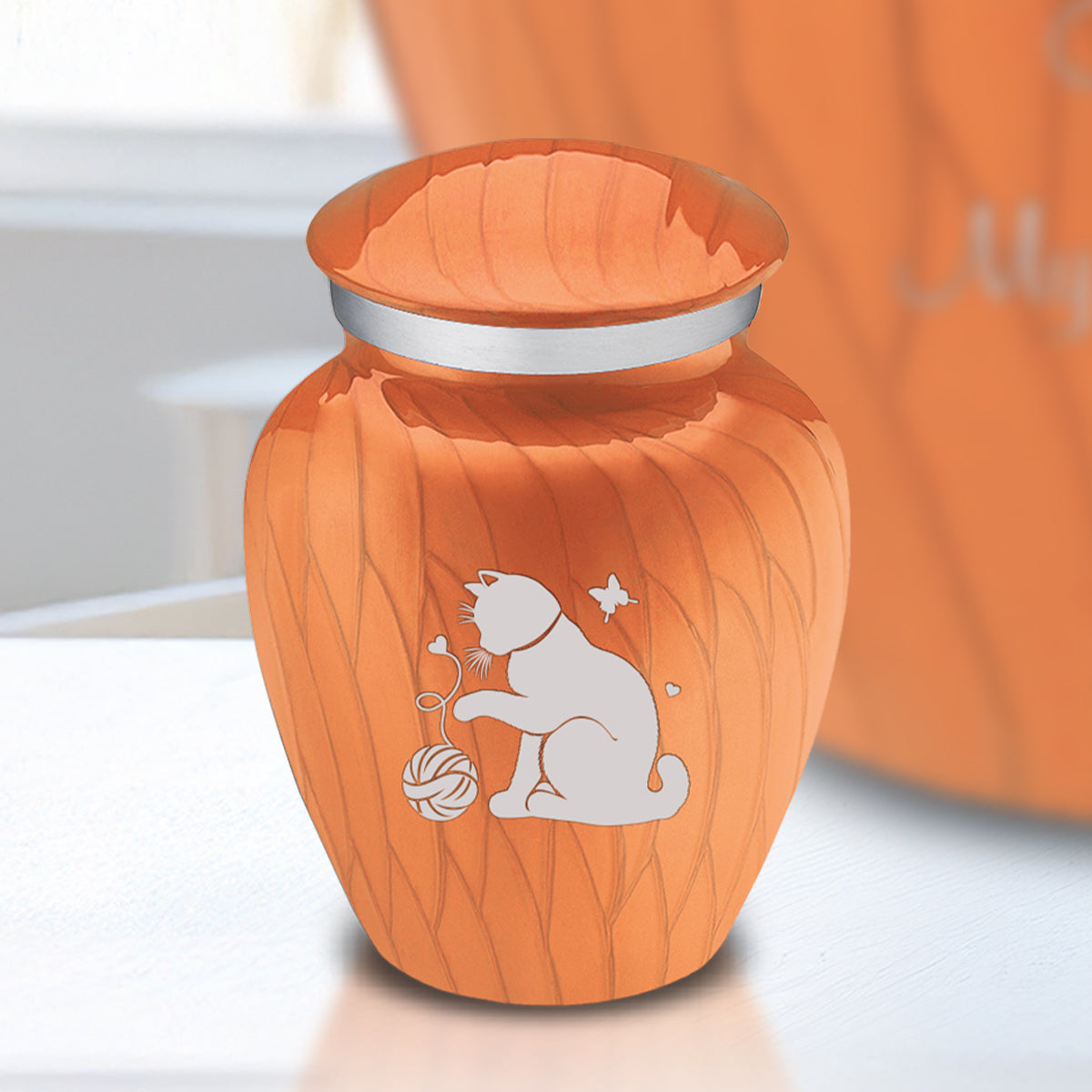 Keepsake Embrace Pearl Orange Pet Fun Cat Cremation Urn