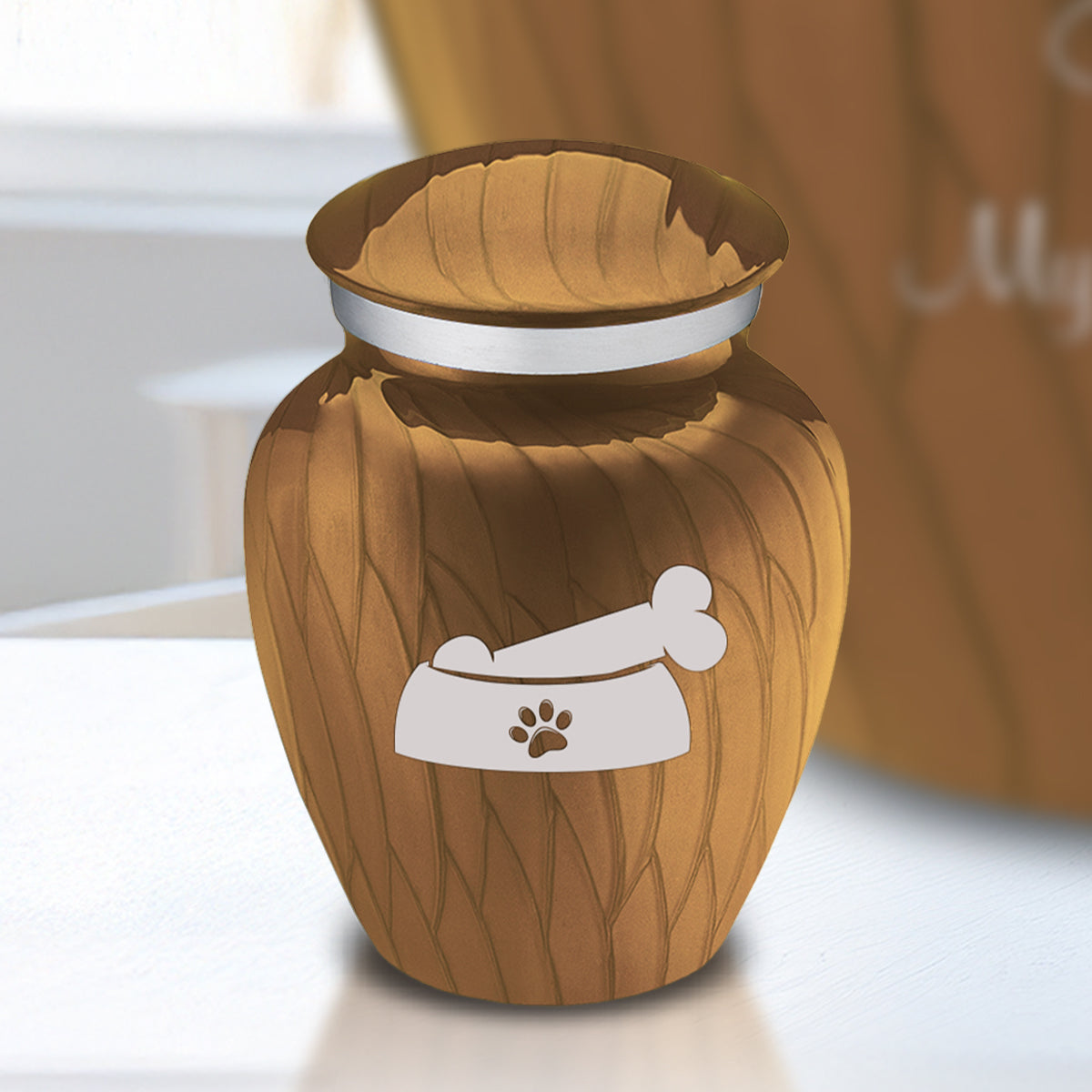 Keepsake Embrace Pearl Gold Pet Dog Bone Cremation Urn