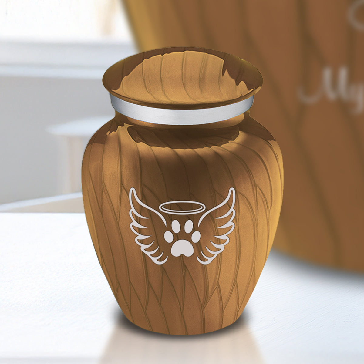 Keepsake Embrace Pearl Gold Pet Angel Wings Cremation Urn