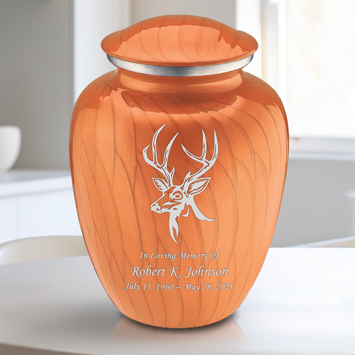 Medium Embrace Pearl Orange Deer Cremation Urn