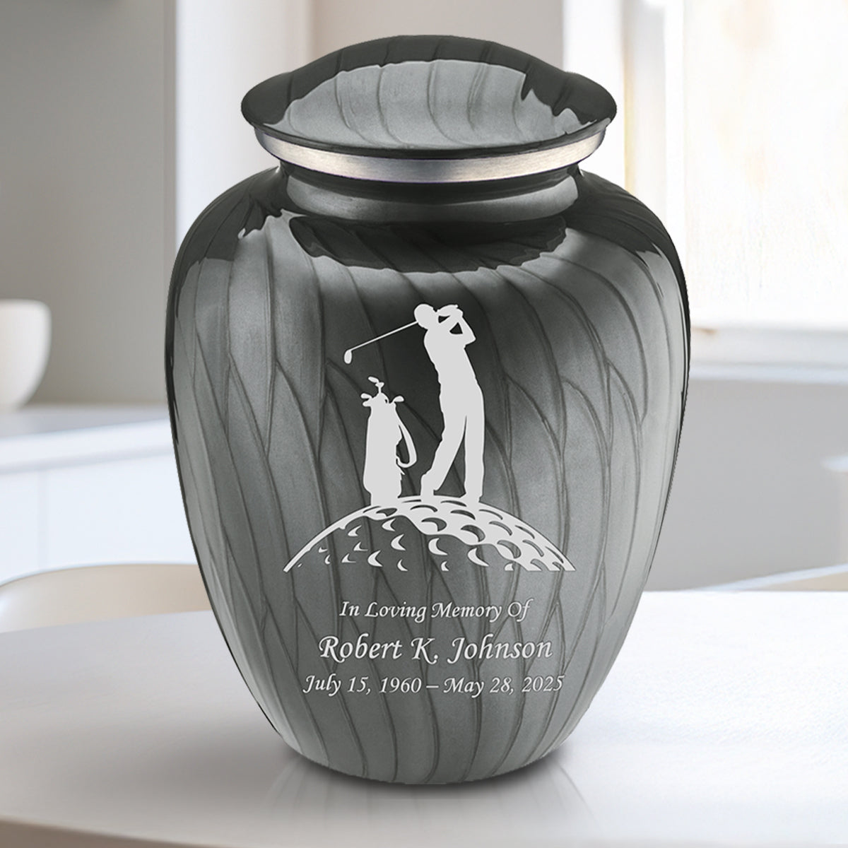 Medium Embrace Pearl Silver Golf Cremation Urn