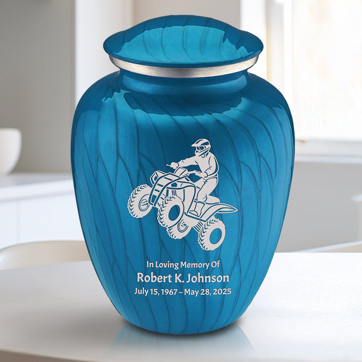 Medium Embrace Pearl Racing Blue ATV Cremation Urn