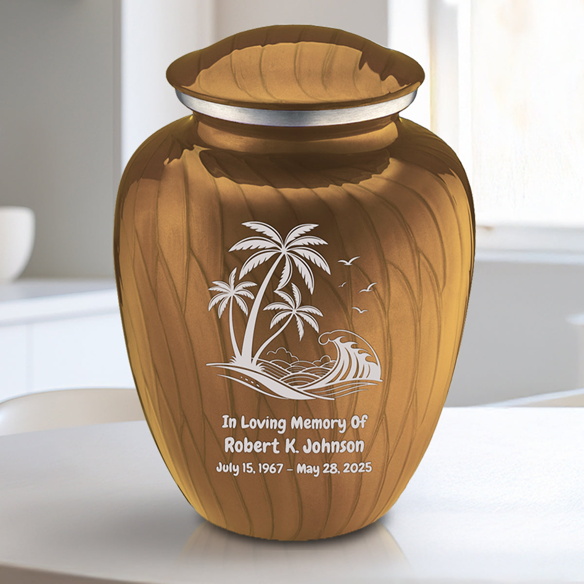 Medium Embrace Pearl Gold Palm Beach Cremation Urn