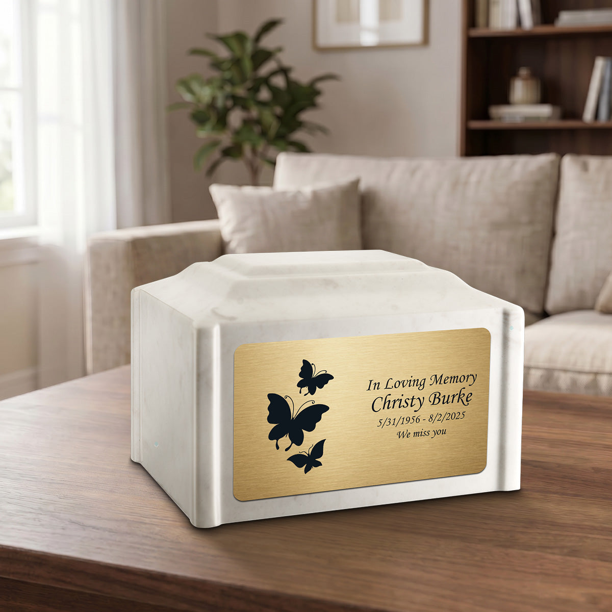 Adult Devotion Butterflies Diamond Cultured Marble Urns for Ashes