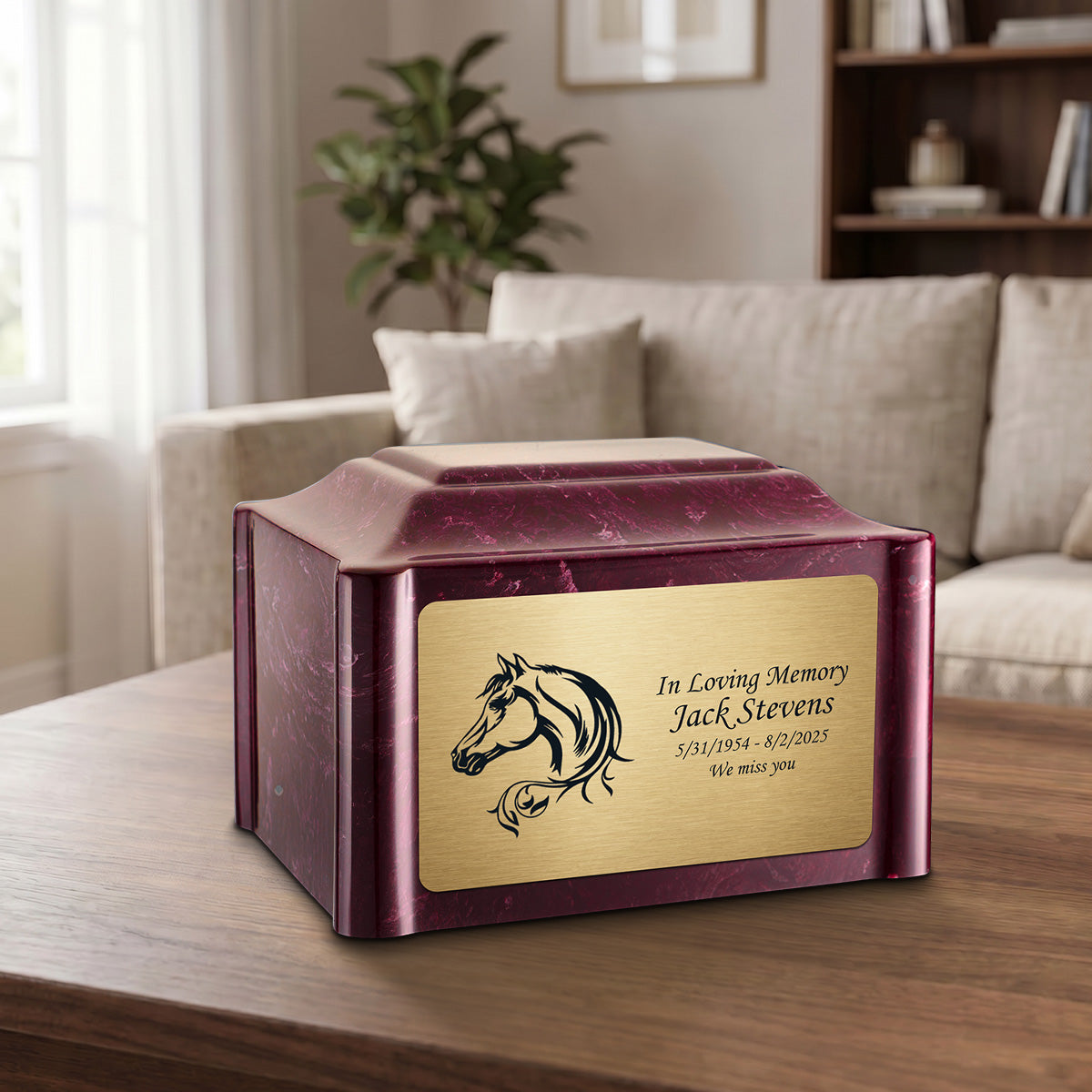 Adult Devotion Horse Summer Rose Cultured Marble Urns for Ashes