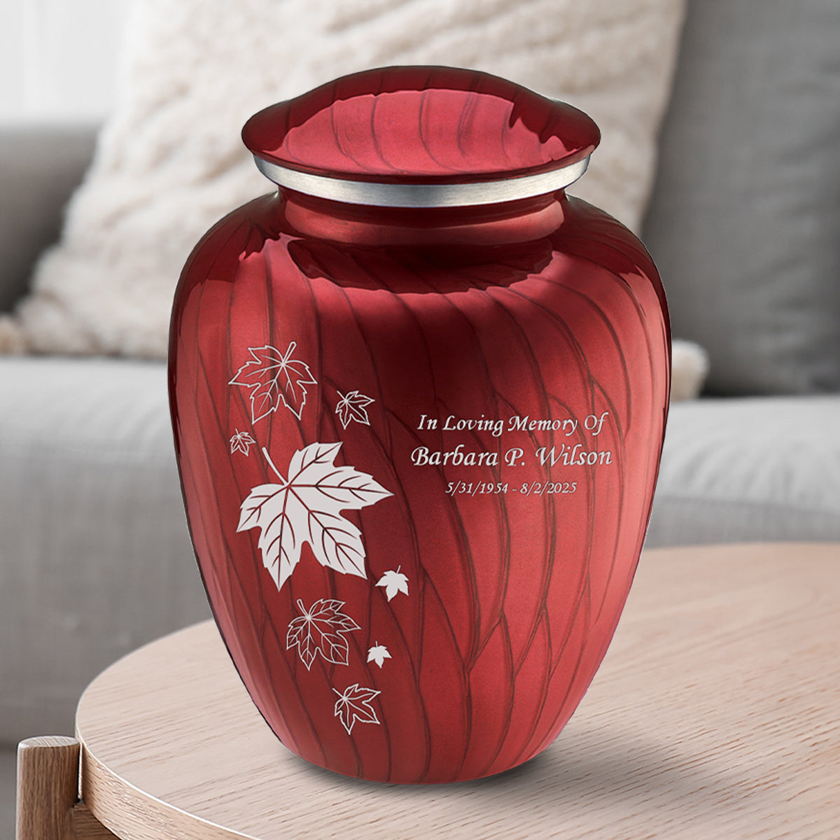 Adult Embrace Pearl Candy Red Falling Leaves Cremation Urn