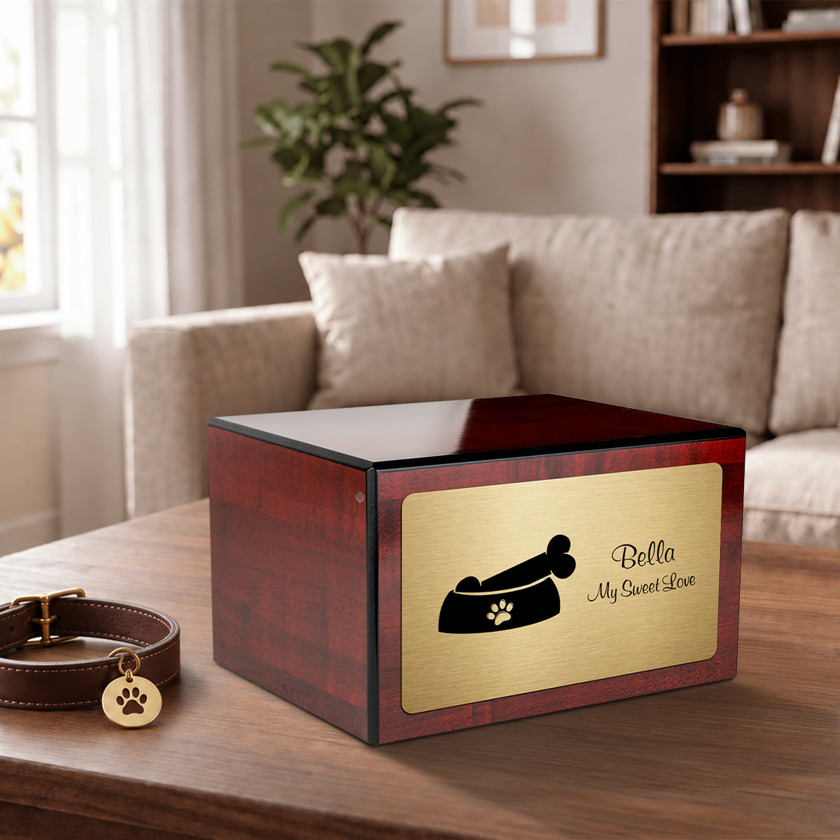 Heritage Cherry Dog Bone Large Pet Cremation Box Urn