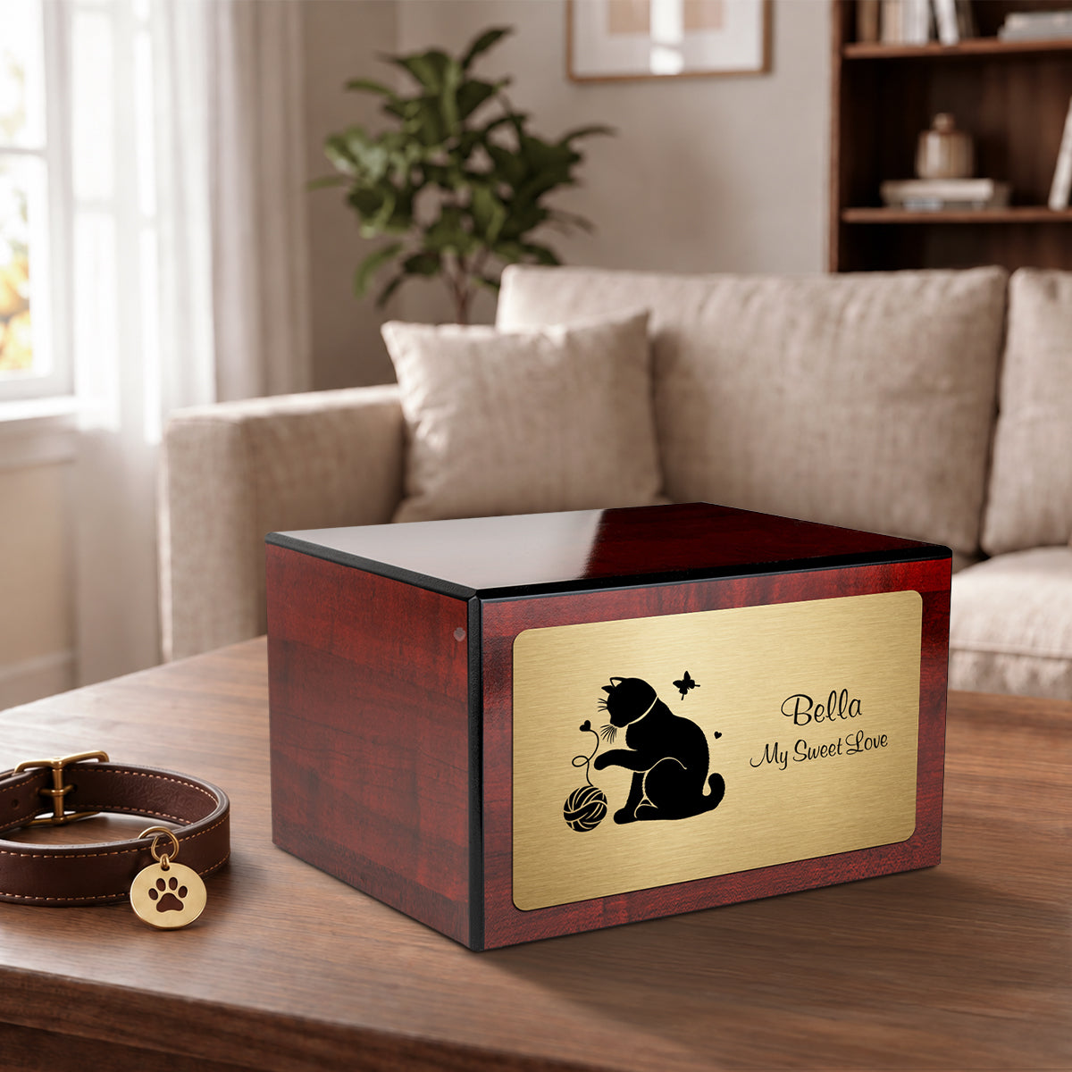 Heritage Cherry Fun Cat Large Pet Cremation Box Urn