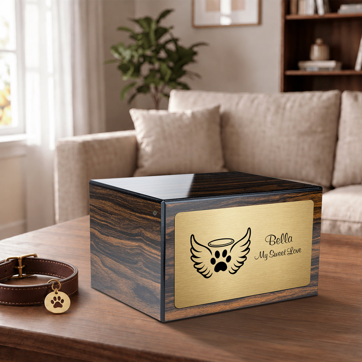 Heritage Espresso Angel Wings Large Pet Cremation Box Urn