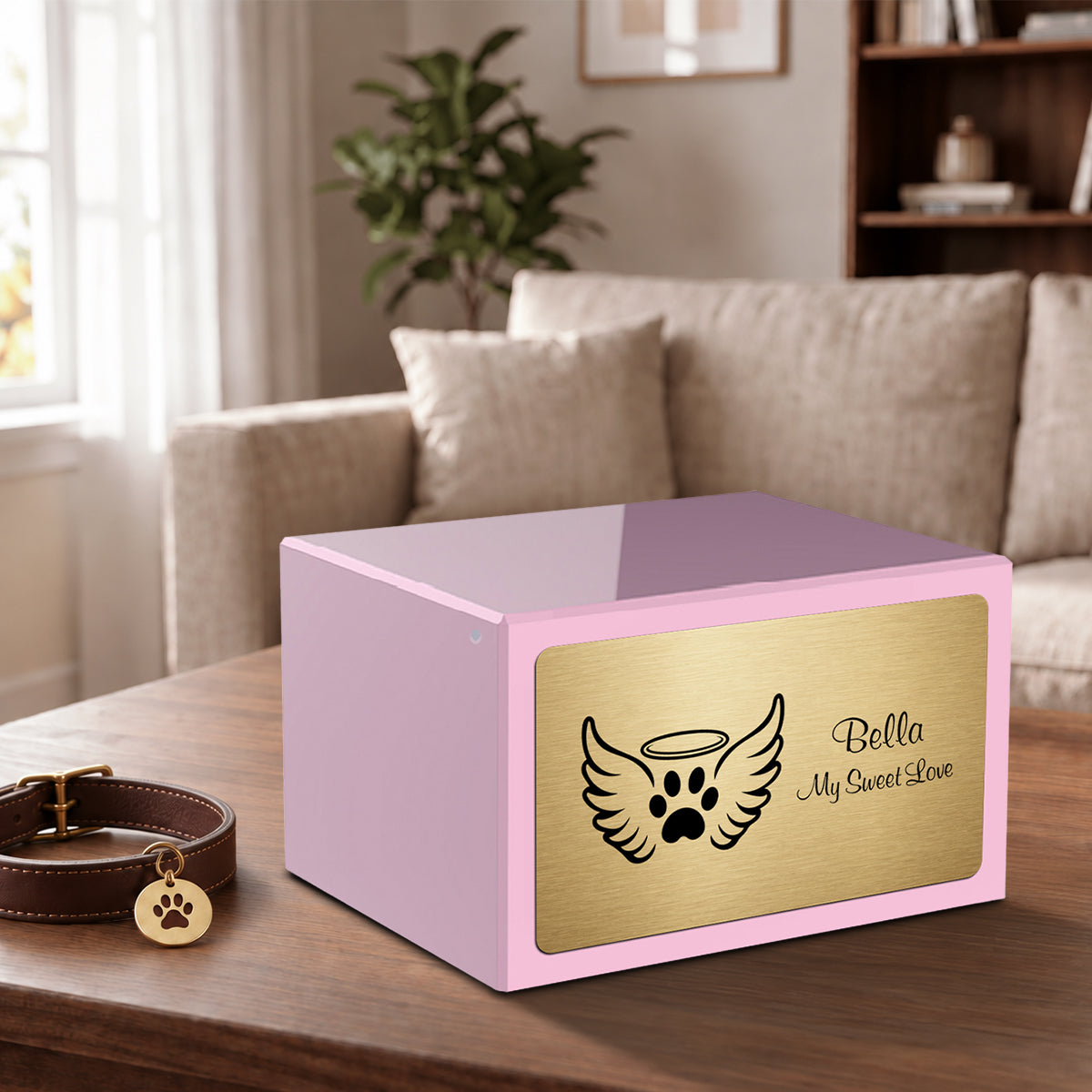 Heritage Light Pink Angel Wings Large Pet Cremation Box Urn