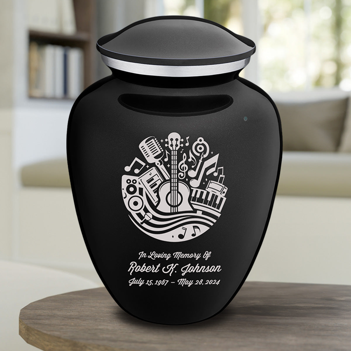 Adult Embrace Black Music Cremation Urn