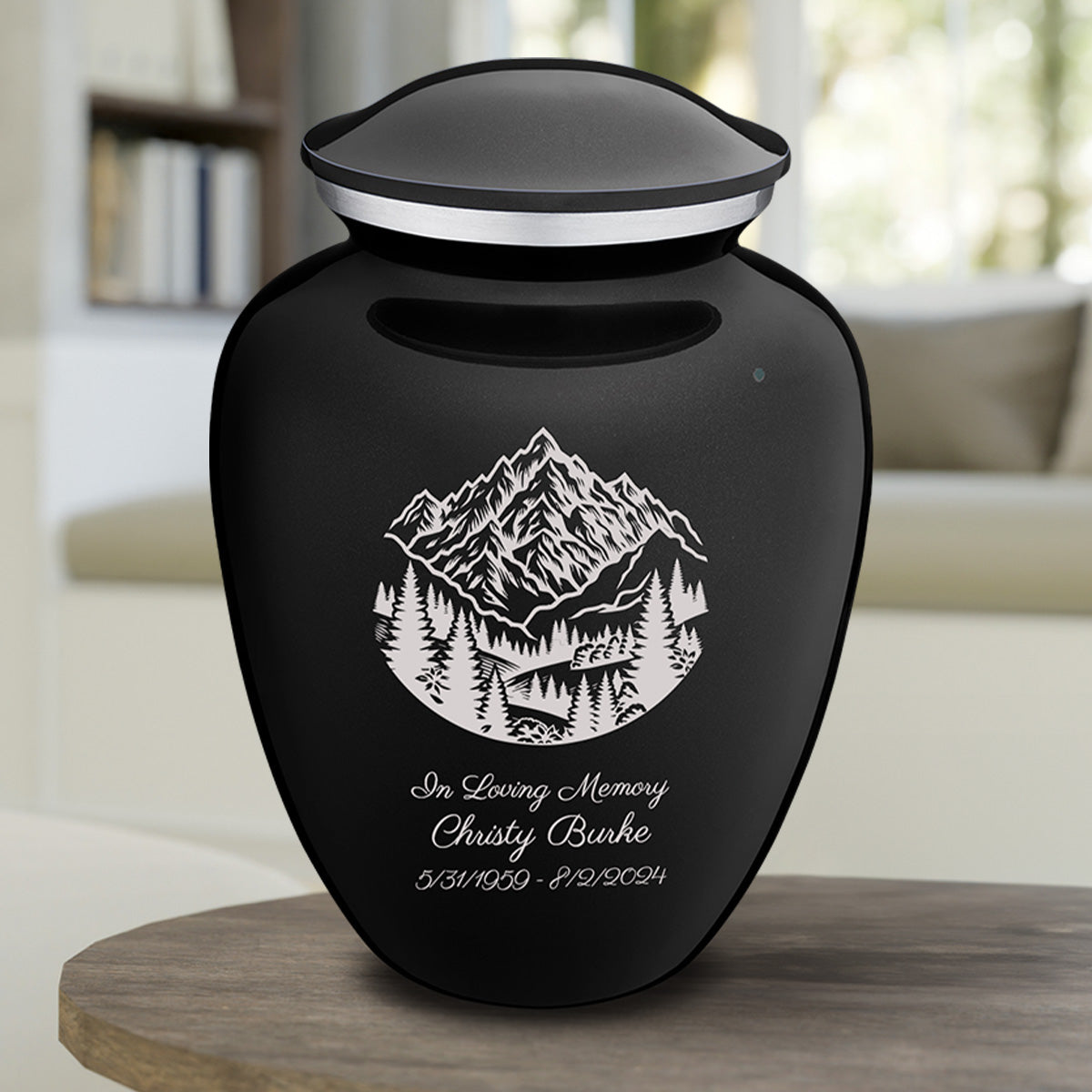 Adult Embrace Black Rocky Mountains Cremation Urn