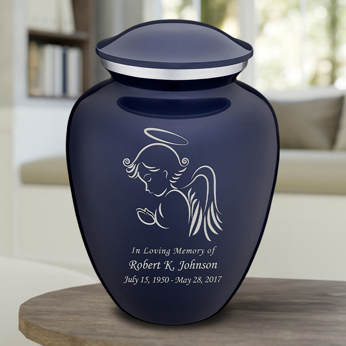 Adult Embrace Cobalt Blue Angel Cremation Urn